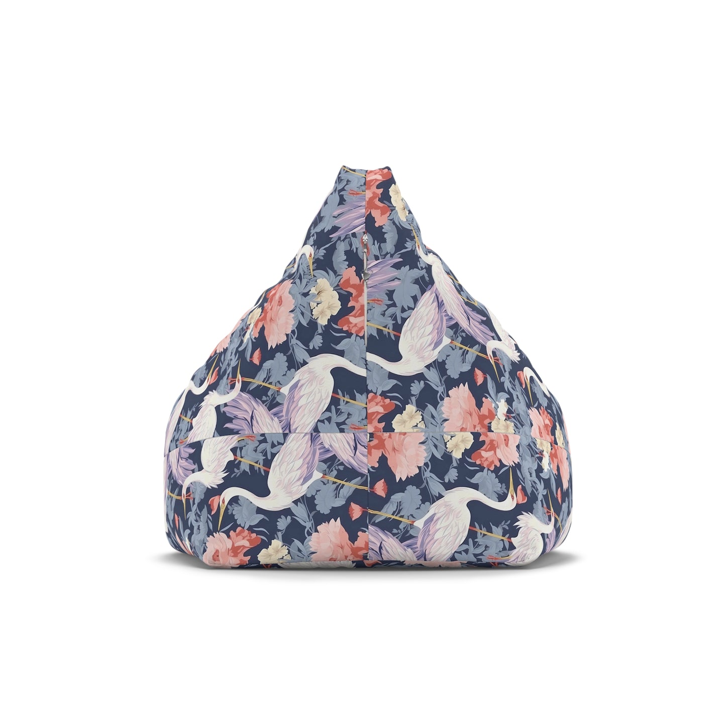 Chinoiserie Bean Bag Chair Cover - Elegant Oriental-Inspired Polyester Slipcover with Secure Zip - Fits Various Sizes