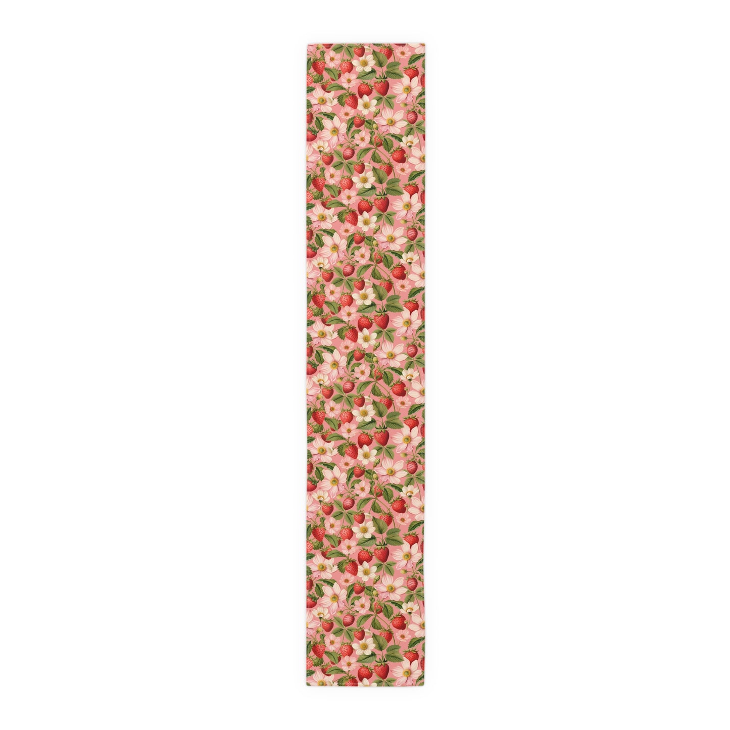 Strawberry Print Table Runner - Sweet Charm, Cotton Twill or Polyester - Perfect for Summer & Whimsical Home Decor
