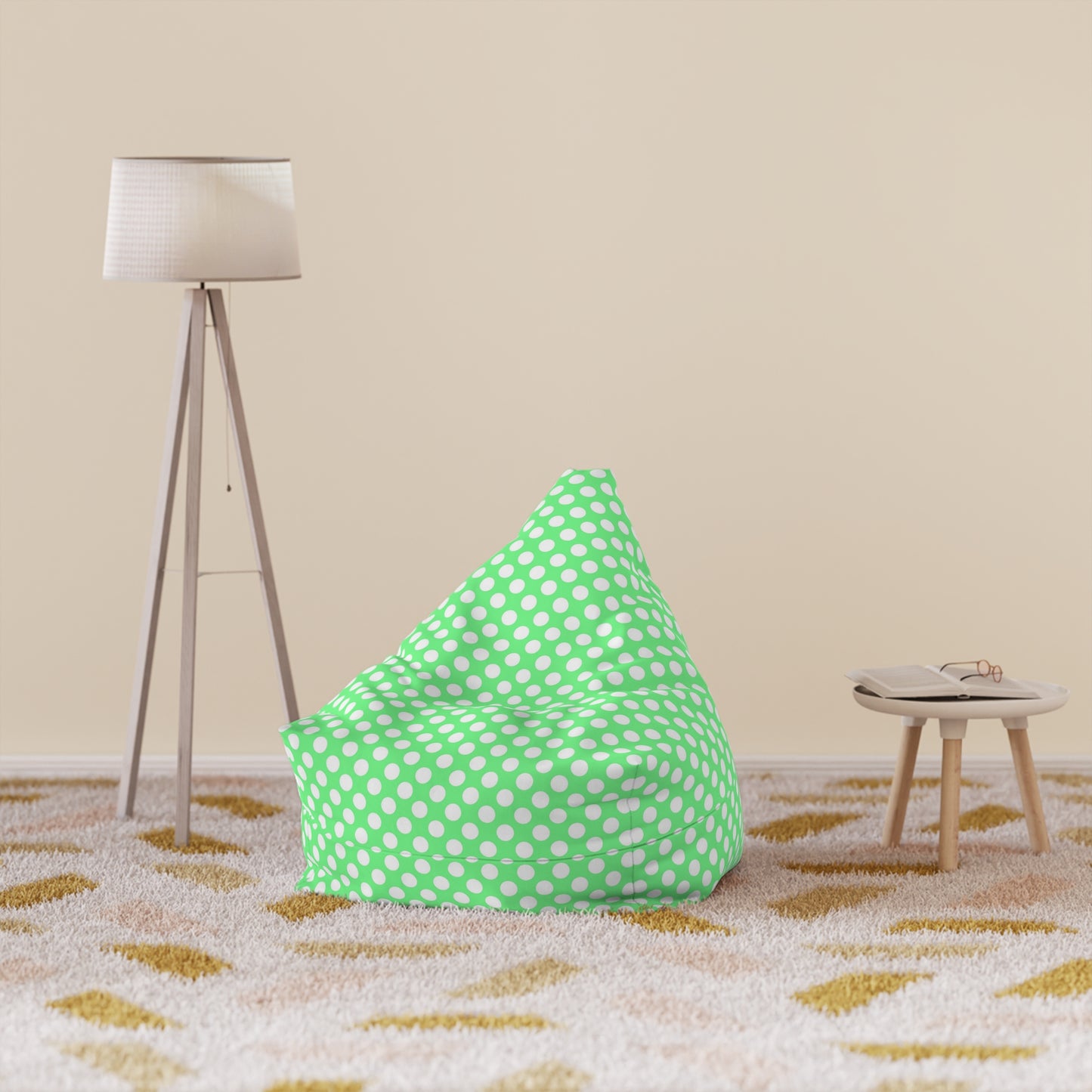 Pastel Polka Dot Bean Bag Chair Cover - Soft Polyester Slipcover with Secure Zip - Fits Various Sizes