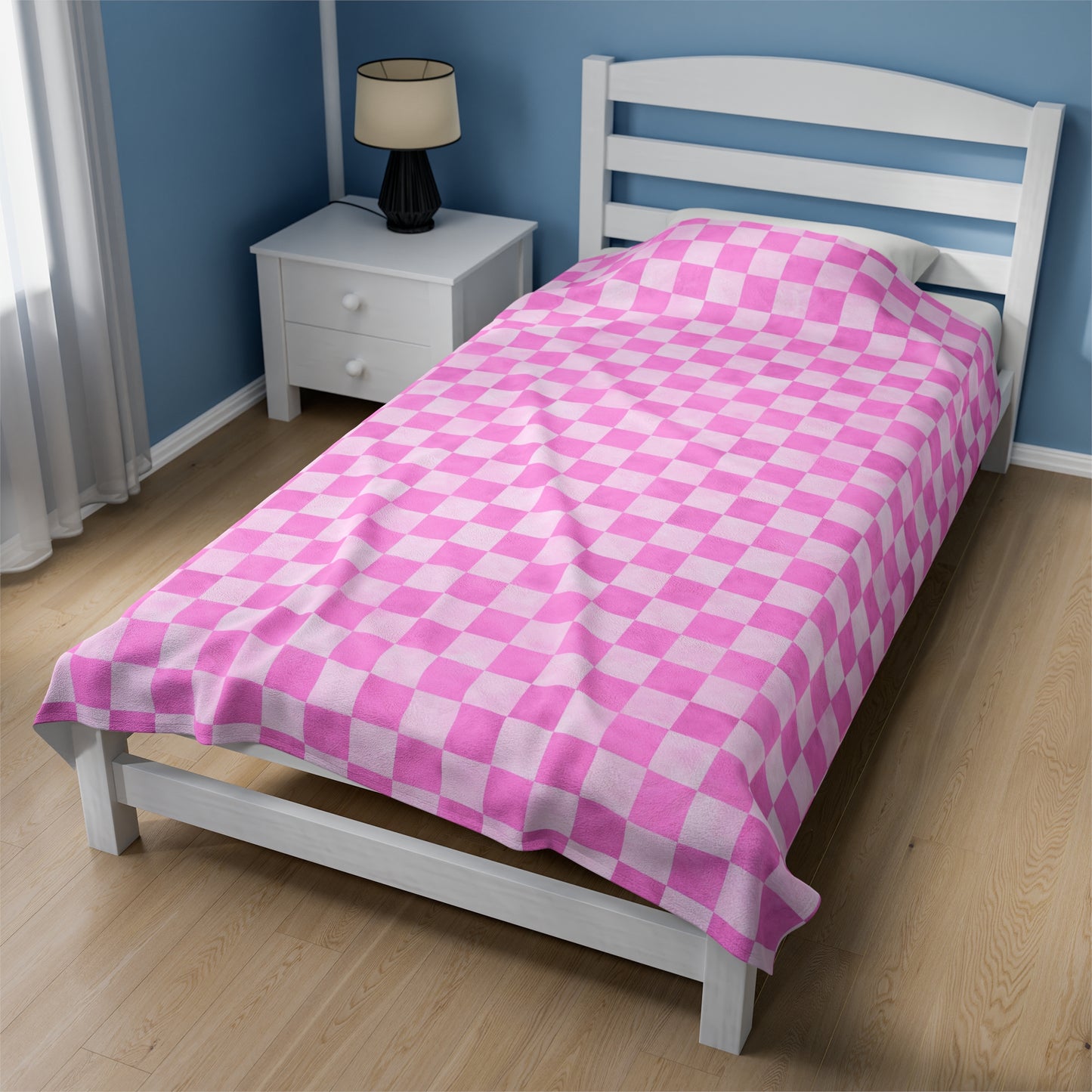 Pastel Checkers Velveteen Plush Blanket | Soft, Trendy, Luxurious and Comforting | Available in Multiple Sizes
