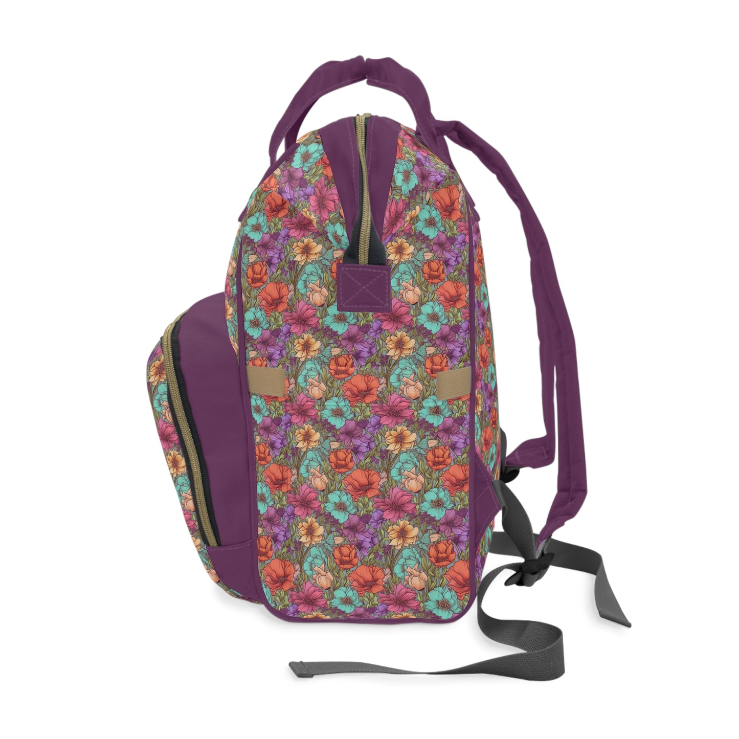Boho Floral Diaper Backpack - Multifunctional & Spacious Floral Baby Bag for Trendy Parents