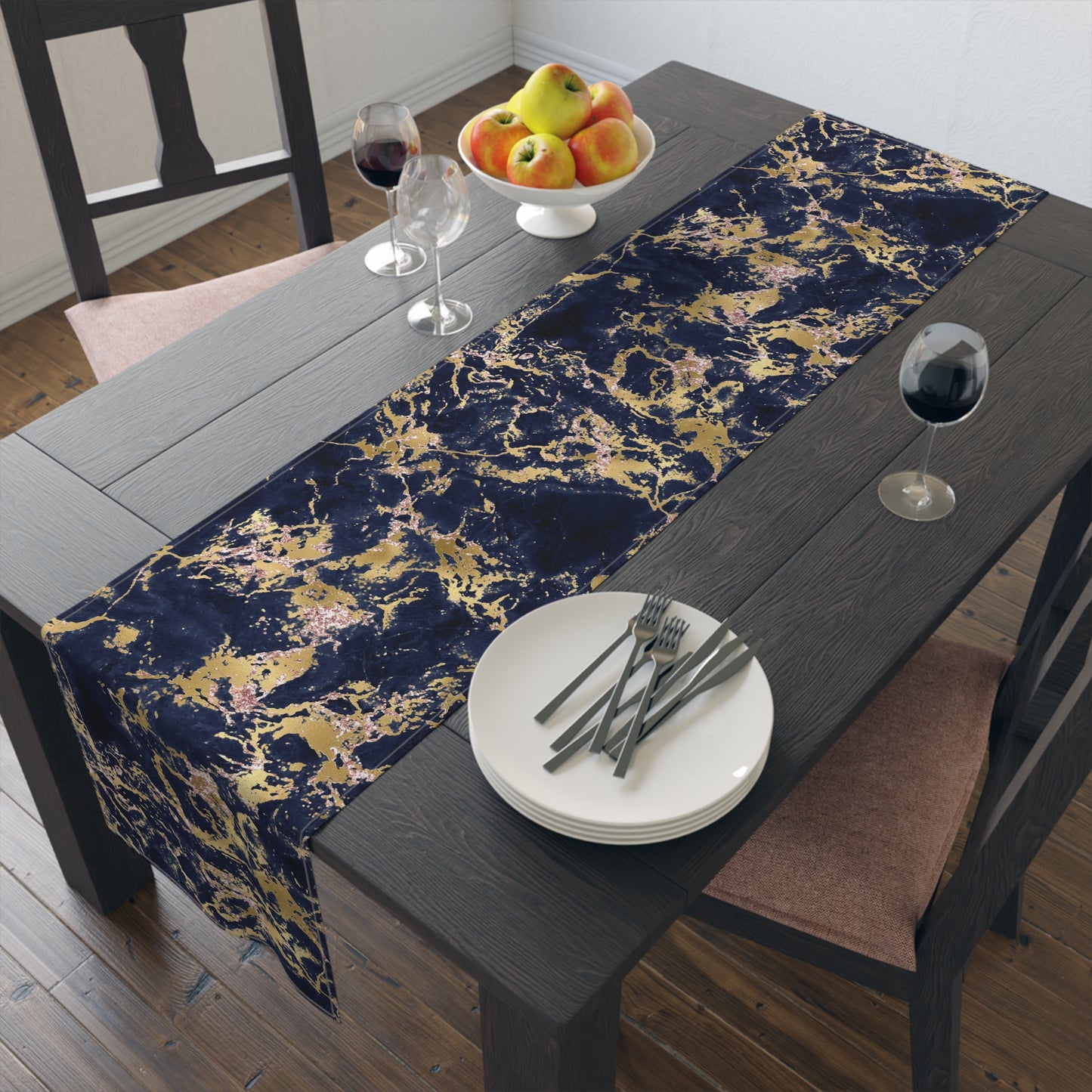 Marble Print Table Runner - Luxurious Elegance, Cotton Twill or Polyester - Perfect for Modern Home Decor