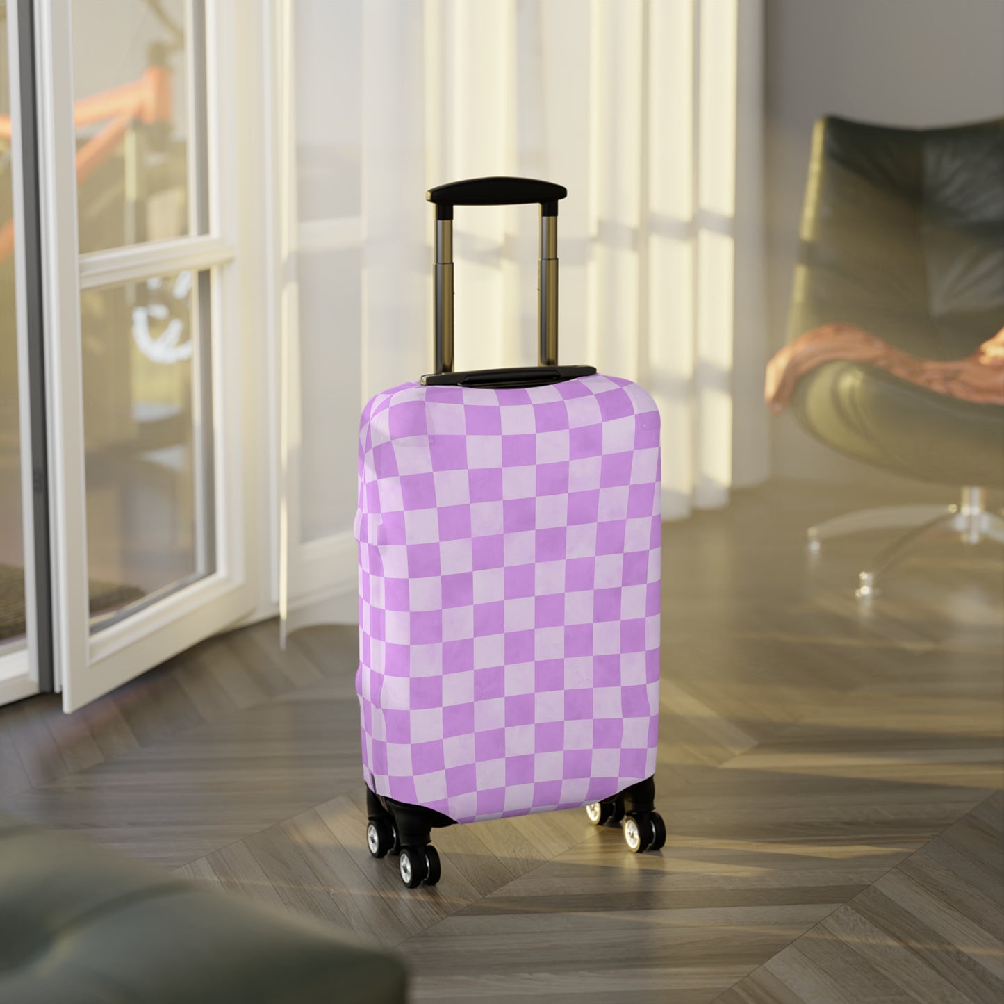 Pastel Checkers Luggage Cover - Checkers Suitcase Cover