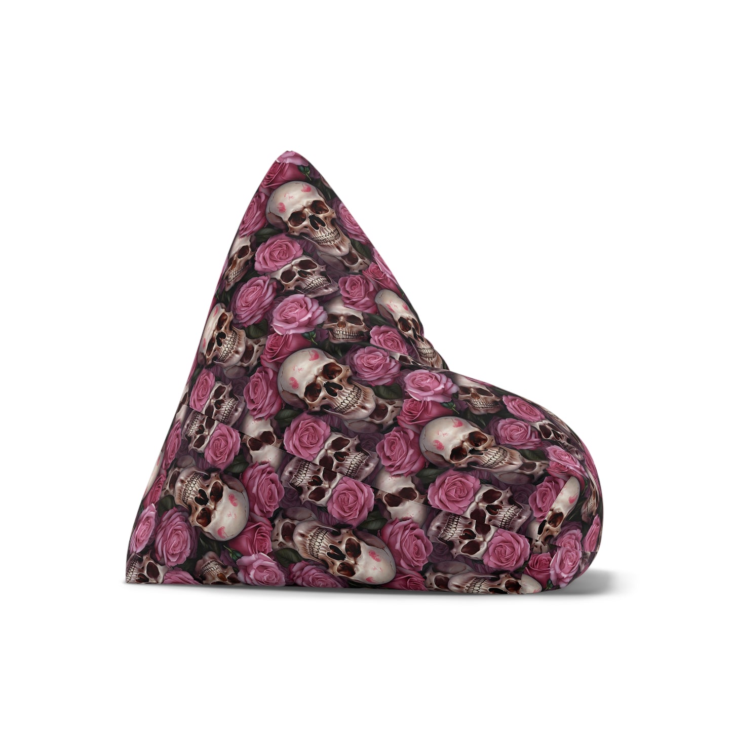 Floral Skull Bean Bag Chair Cover - Lockable Zipper, 2 Size Options, Gothic Home Decor