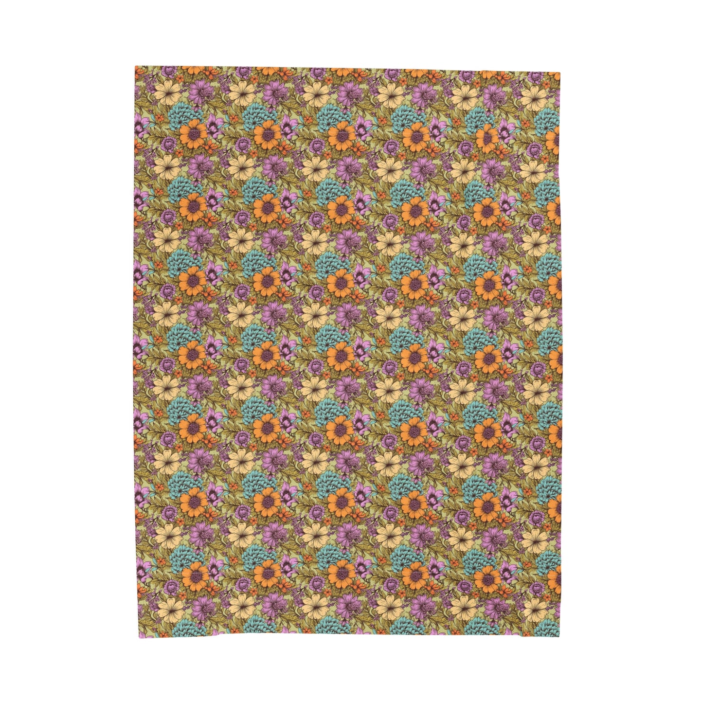 Boho Floral Velveteen Plush Blanket | Soft, Artistic, Luxurious and Comforting | Available in Multiple Sizes