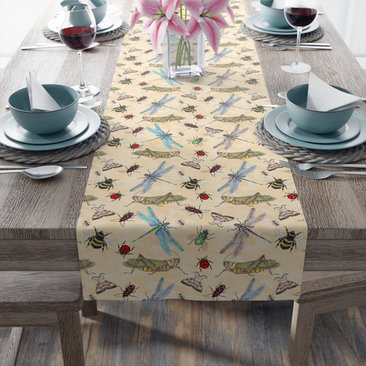 Insect Print Table Runner - Detailed Elegance, Cotton Twill or Polyester - Perfect for Nature Enthusiasts & Scientific Decor