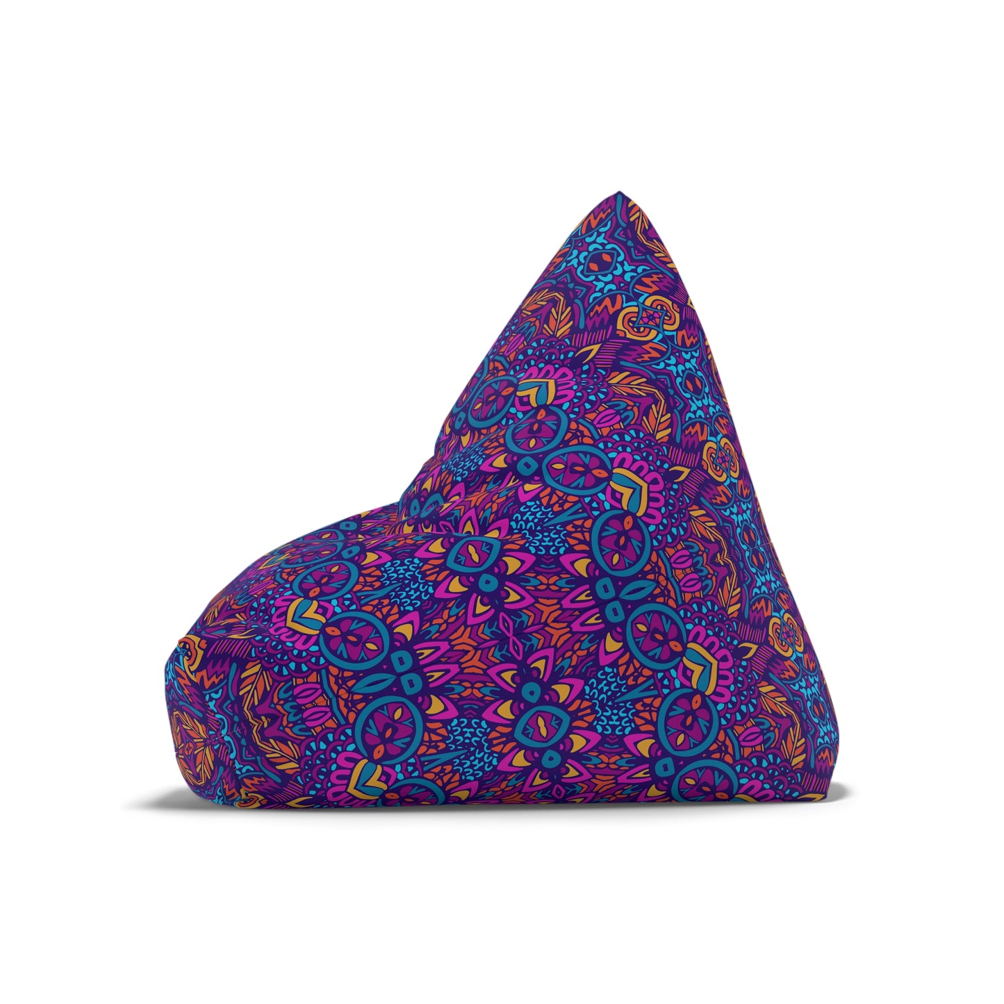 Mandala Bean Bag Chair Cover - Premium Polyester, Secure Zipper, 2 Sizes, Bohemian Design