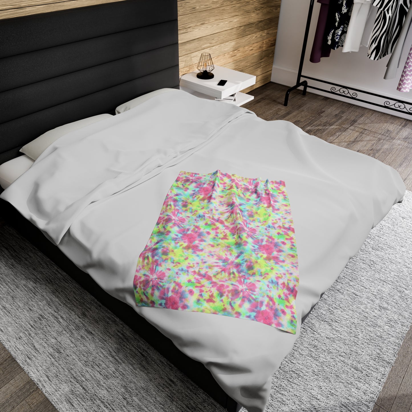 Tie Dye Velveteen Plush Blanket | Soft, Colorful, and Comforting | Available in Multiple Sizes