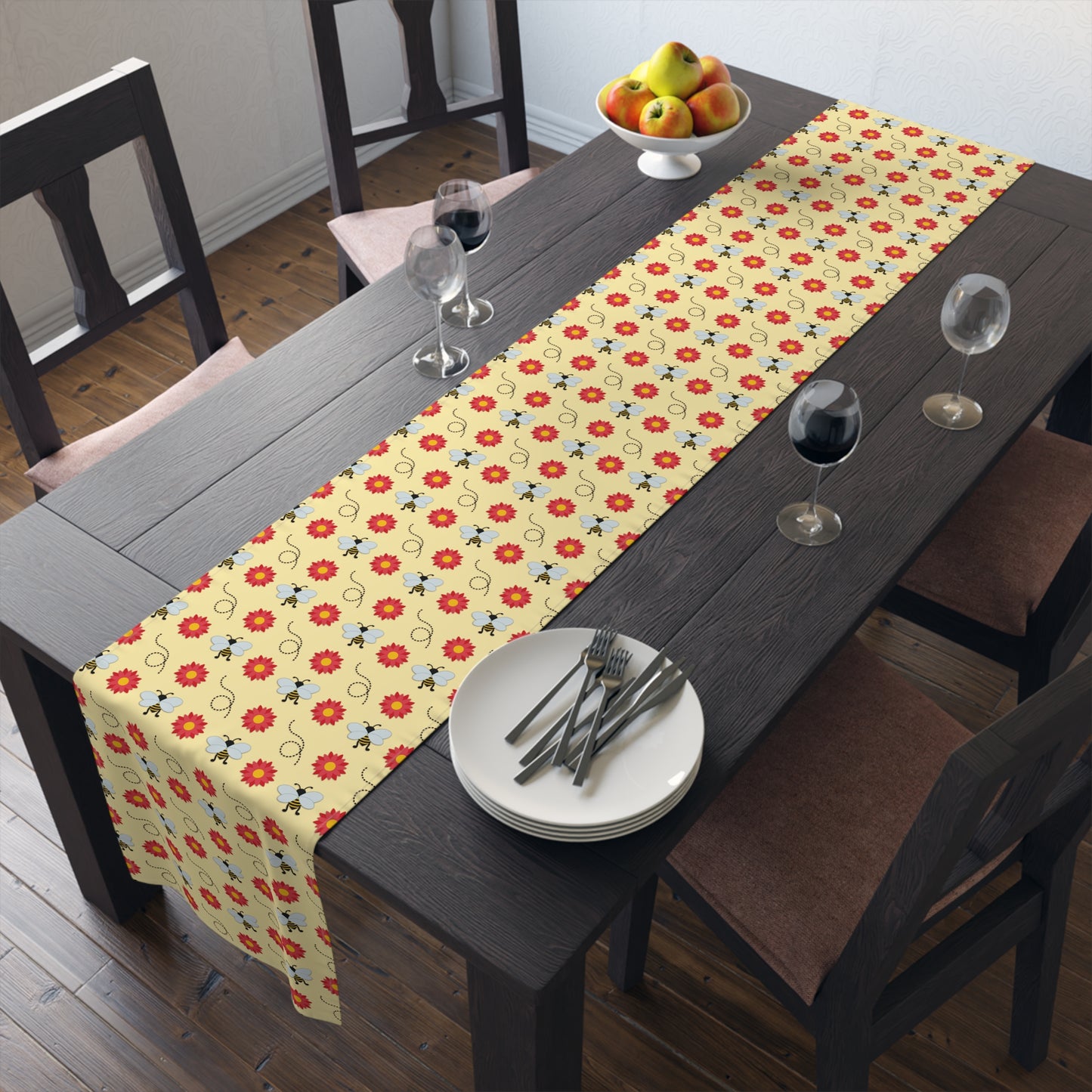 Honey Bee Print Table Runner - Buzzing with Charm - Perfect for Nature Lovers Homes