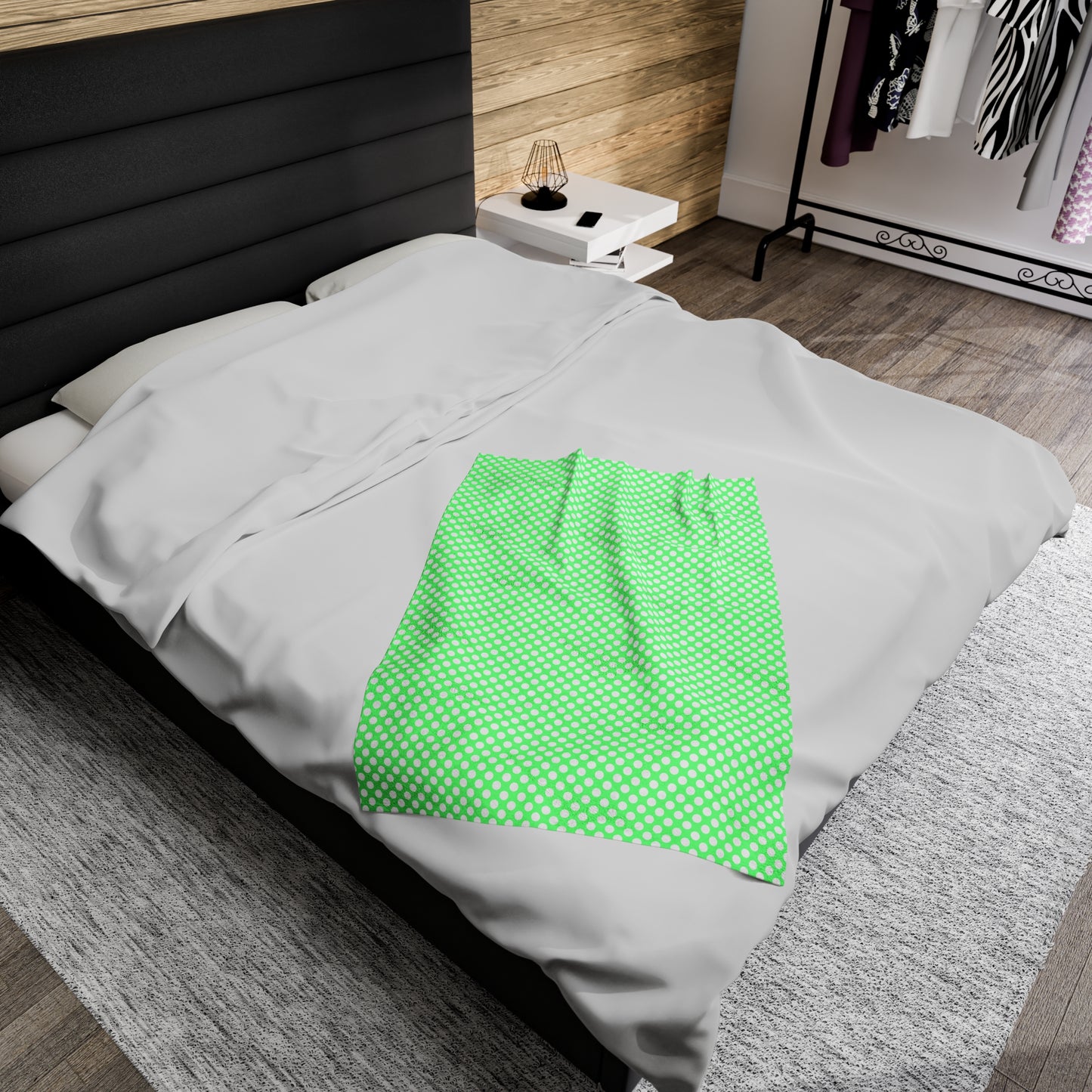 Pastel Polka Dot Velveteen Plush Blanket | Soft, Playful, Luxurious and Comforting | Available in Multiple Sizes
