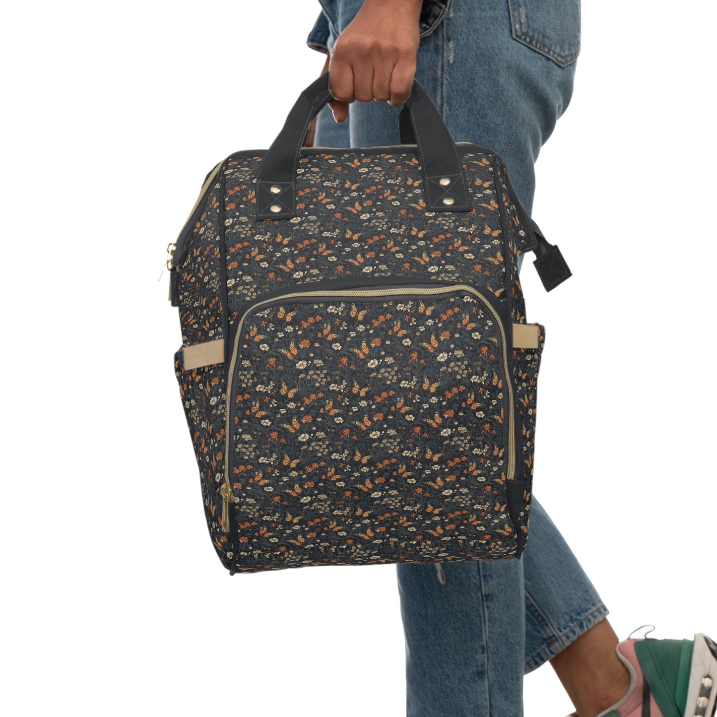 Elegant Butterfly Diaper Backpack - Lightweight & Durable Nylon Baby Bag with Beautiful Butterfly Motifs, Ideal for On-The-Go Parents