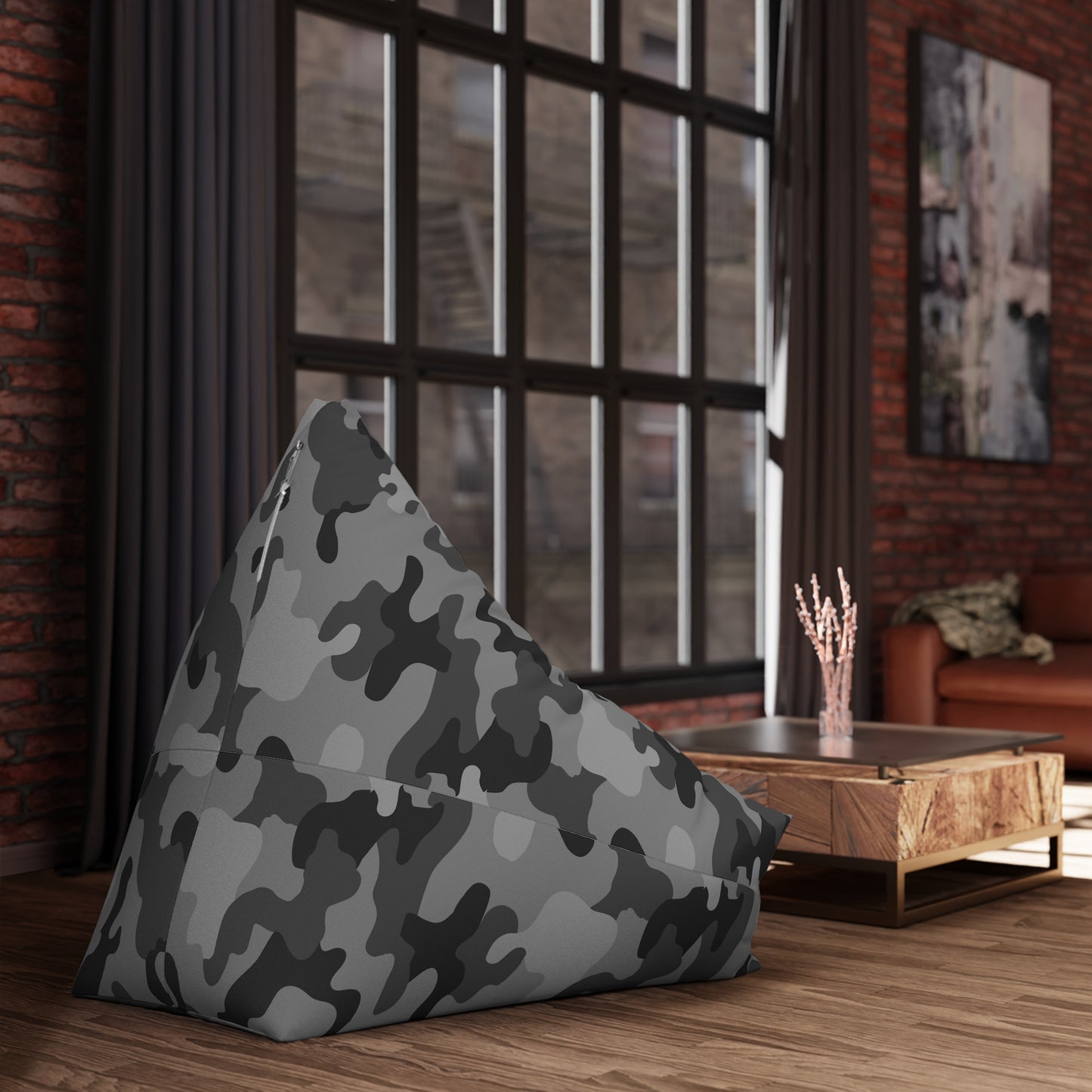 Camouflage Bean Bag Chair Cover - Durable Polyester, Locking Zipper, 2 Sizes Camo Bean Bag Cover