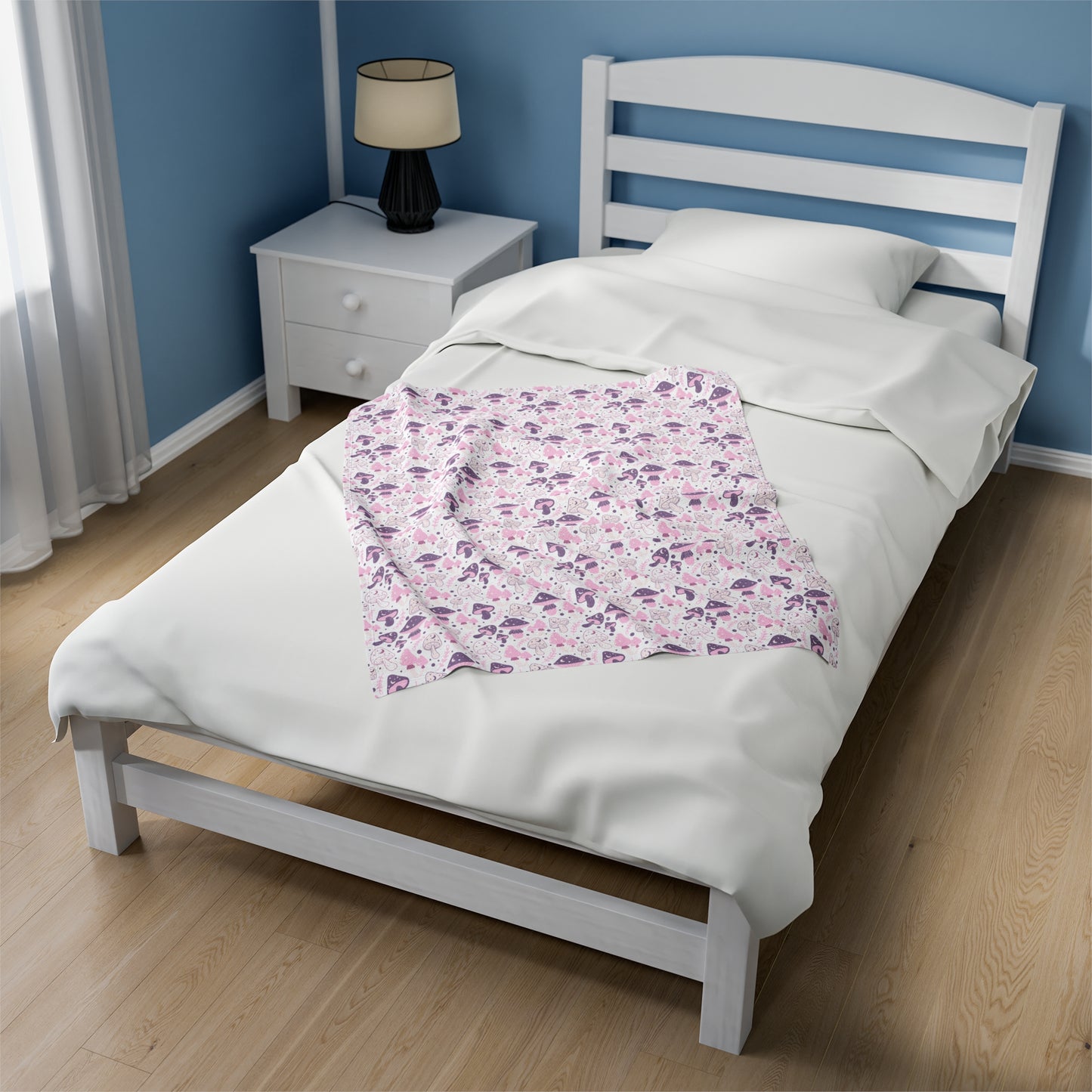 Mushroom Velveteen Plush Blanket | Soft, Whimsical, Luxurious and Comforting | Available in Multiple Sizes