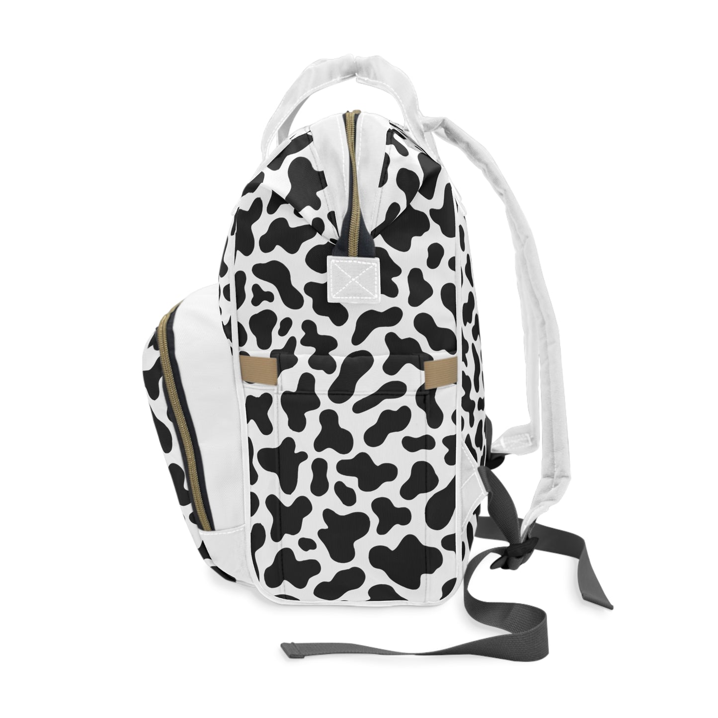 Trendy Cow Print Diaper Backpack - Durable Baby Bag with Unique Cow Pattern, Spacious Nappy Bag for Fashion-Forward Parents