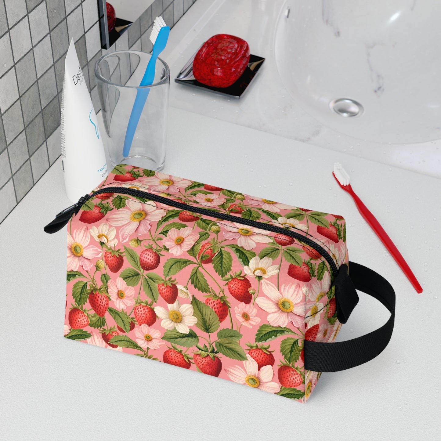 Strawberry Delight Toiletry Bag - Sweet & Durable Organizer for Beauty Essentials