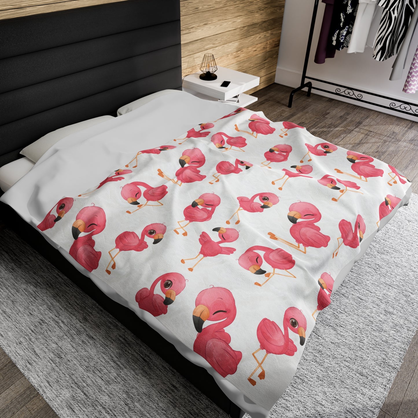 Flamingo Velveteen Plush Blanket | Soft, Tropical, Luxurious and Comforting | Available in Multiple Sizes