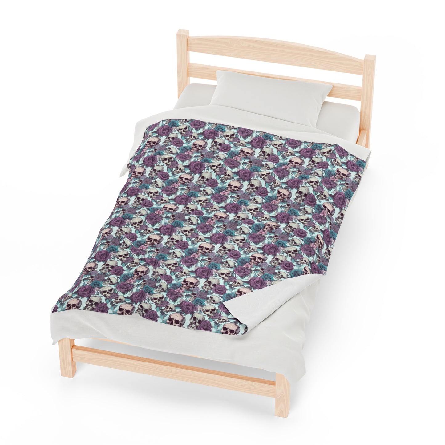 Skull Print Velveteen Plush Blanket | Soft, Edgy, Luxurious and Comforting | Available in Multiple Sizes