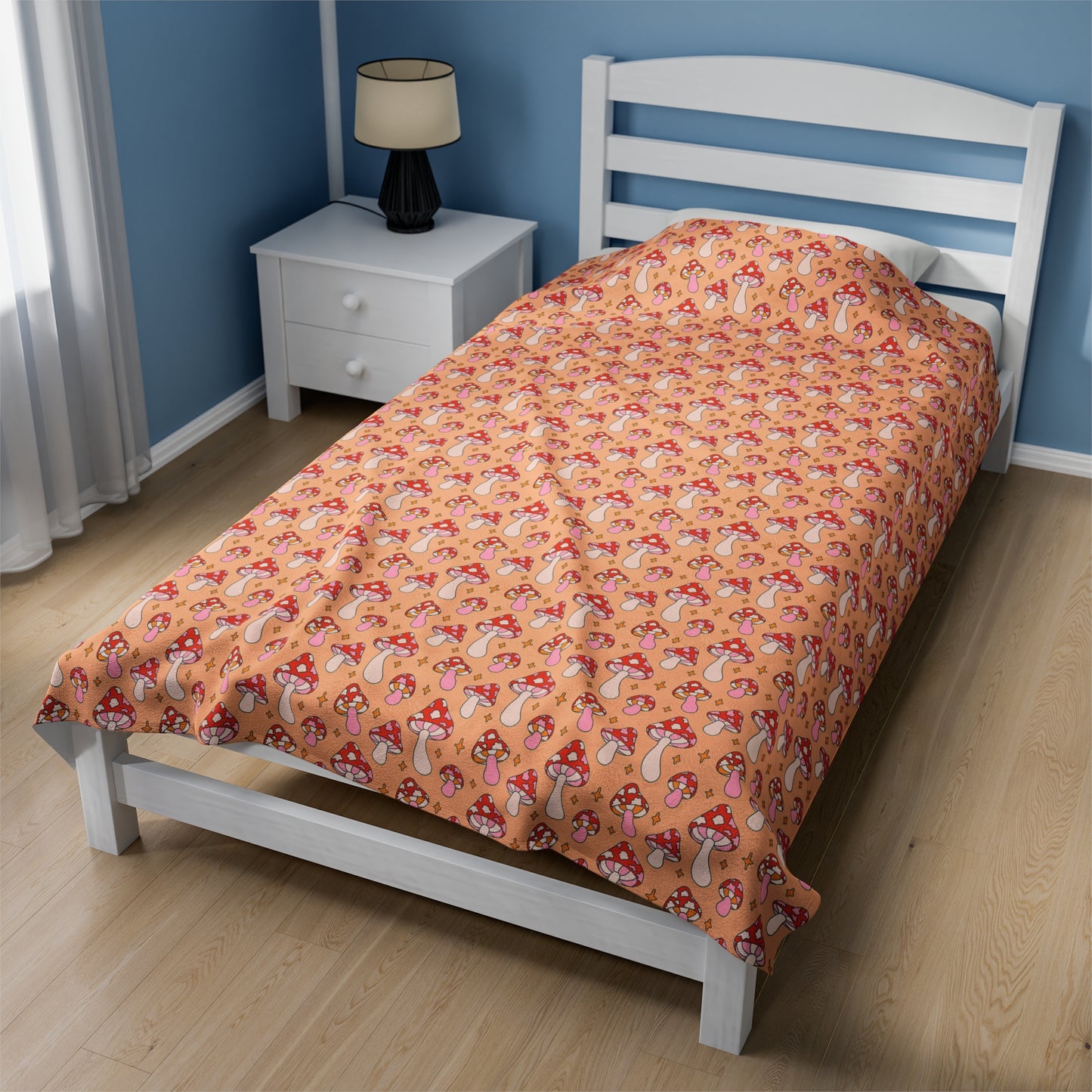 Mushroom Velveteen Plush Blanket | Soft, Whimsical, Luxurious and Comforting | Available in Multiple Sizes