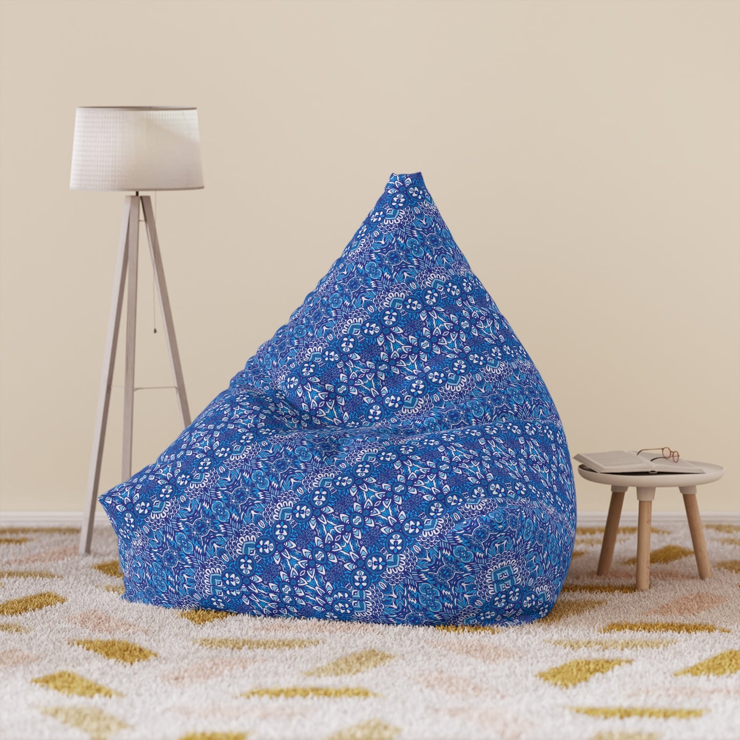 Mandala Bean Bag Chair Cover - Premium Polyester, Secure Zipper, 2 Sizes, Bohemian Design