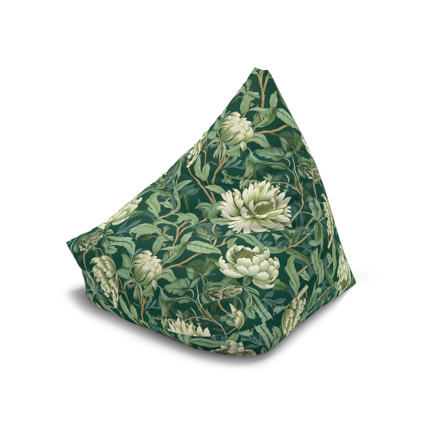 Chinoiserie Bean Bag Chair Cover - Elegant Oriental-Inspired Polyester Slipcover with Secure Zip - Fits Various Sizes