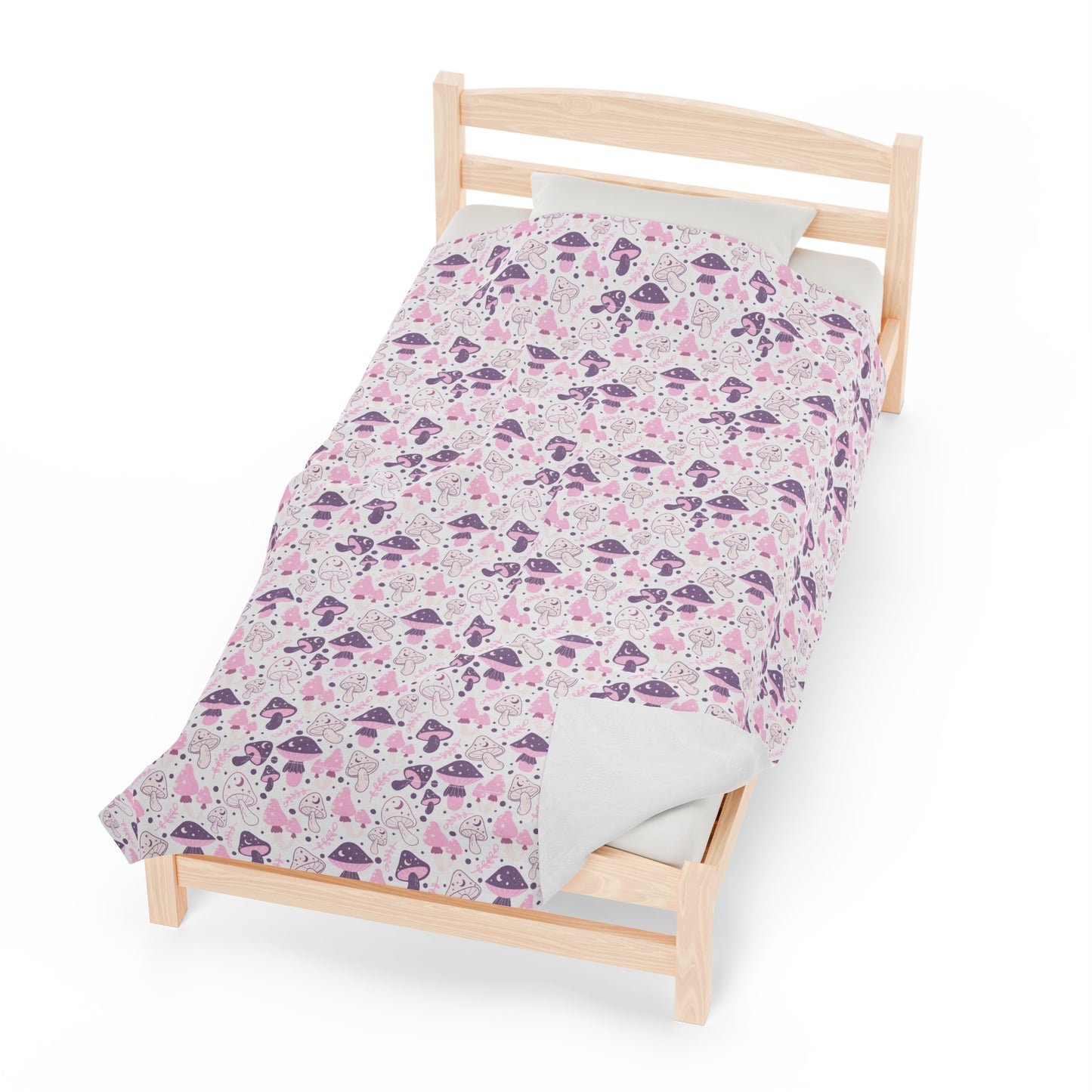 Mushroom Velveteen Plush Blanket | Soft, Whimsical, Luxurious and Comforting | Available in Multiple Sizes