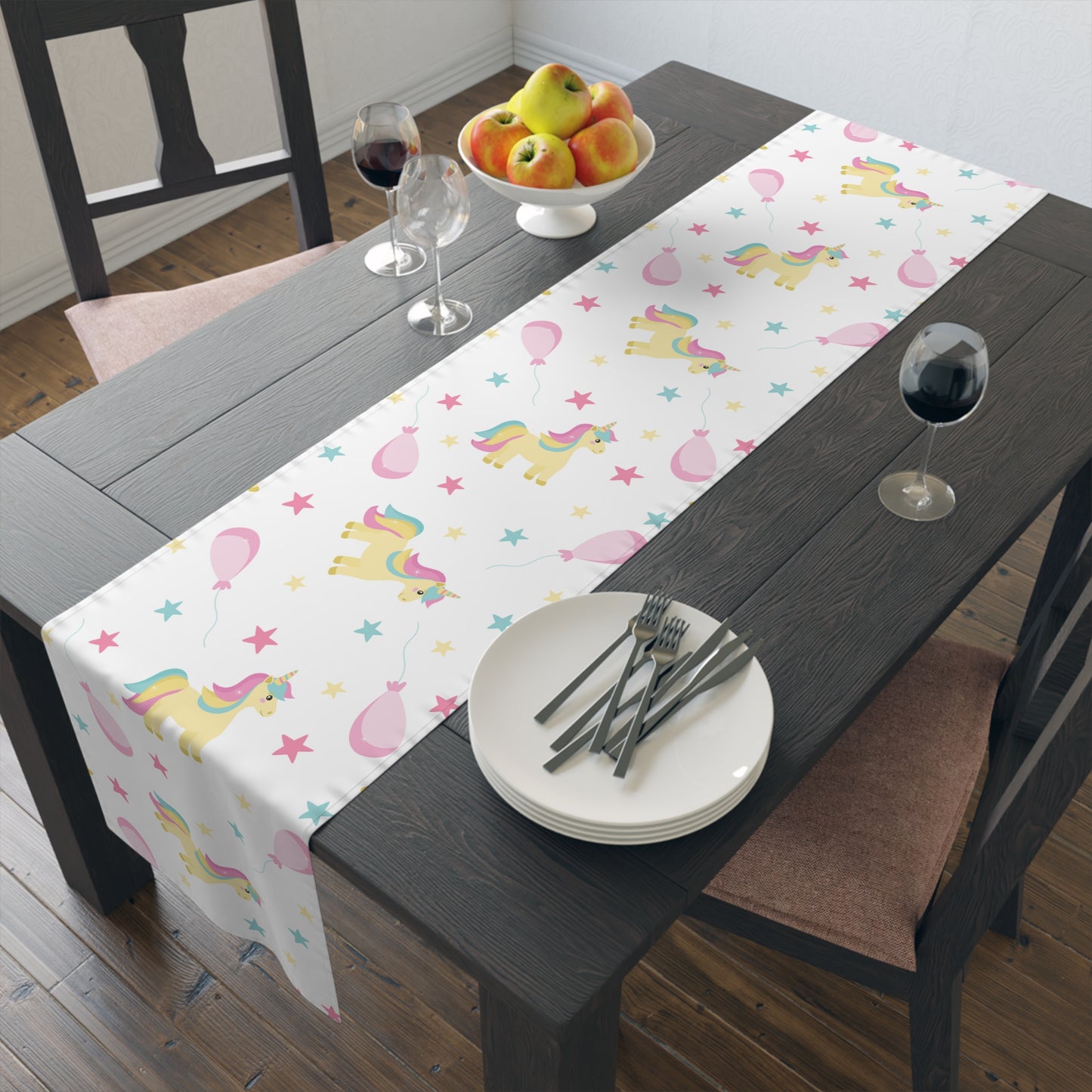 Unicorn Print Table Runner - Magical Elegance, Cotton Twill or Polyester - Perfect for Whimsical & Fantasy Home Decor