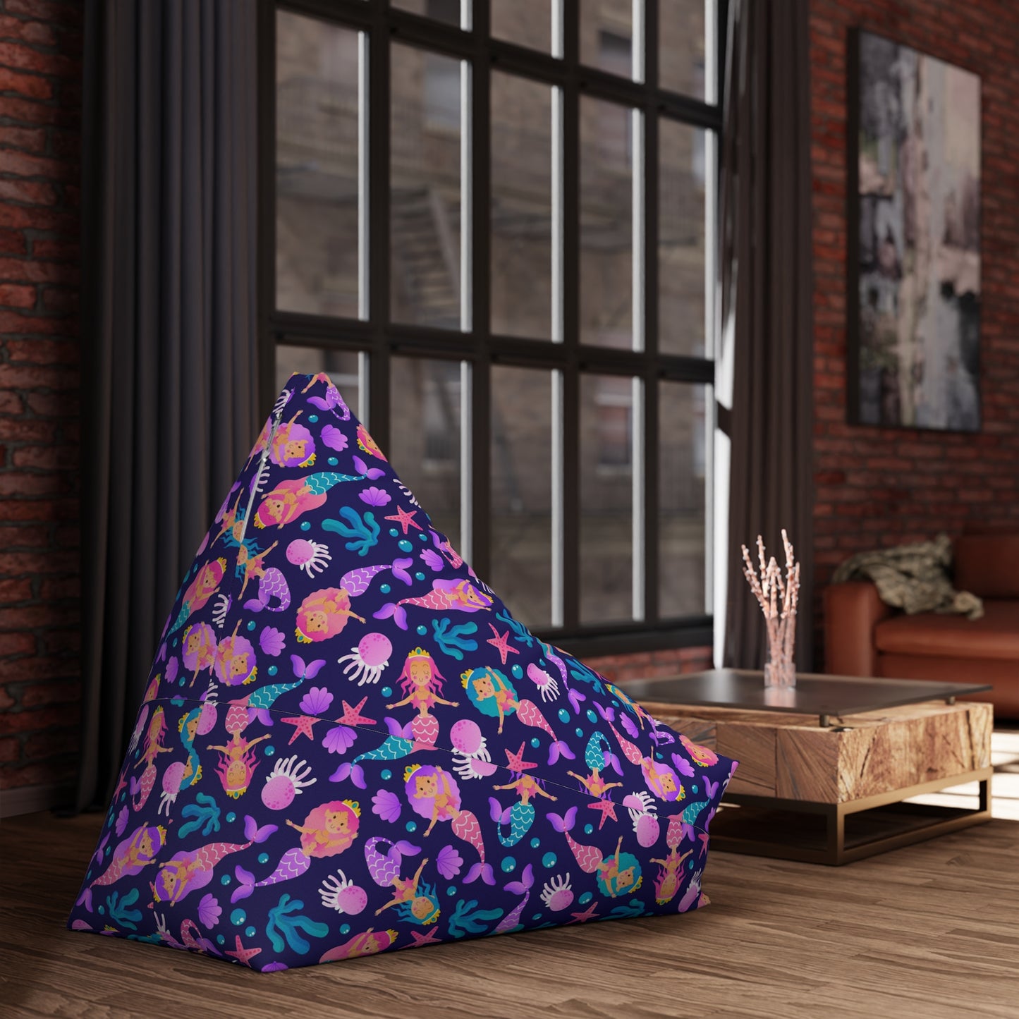 Mermaid Bean Bag Chair Cover - Enchanting Sea-Inspired Polyester Slipcover