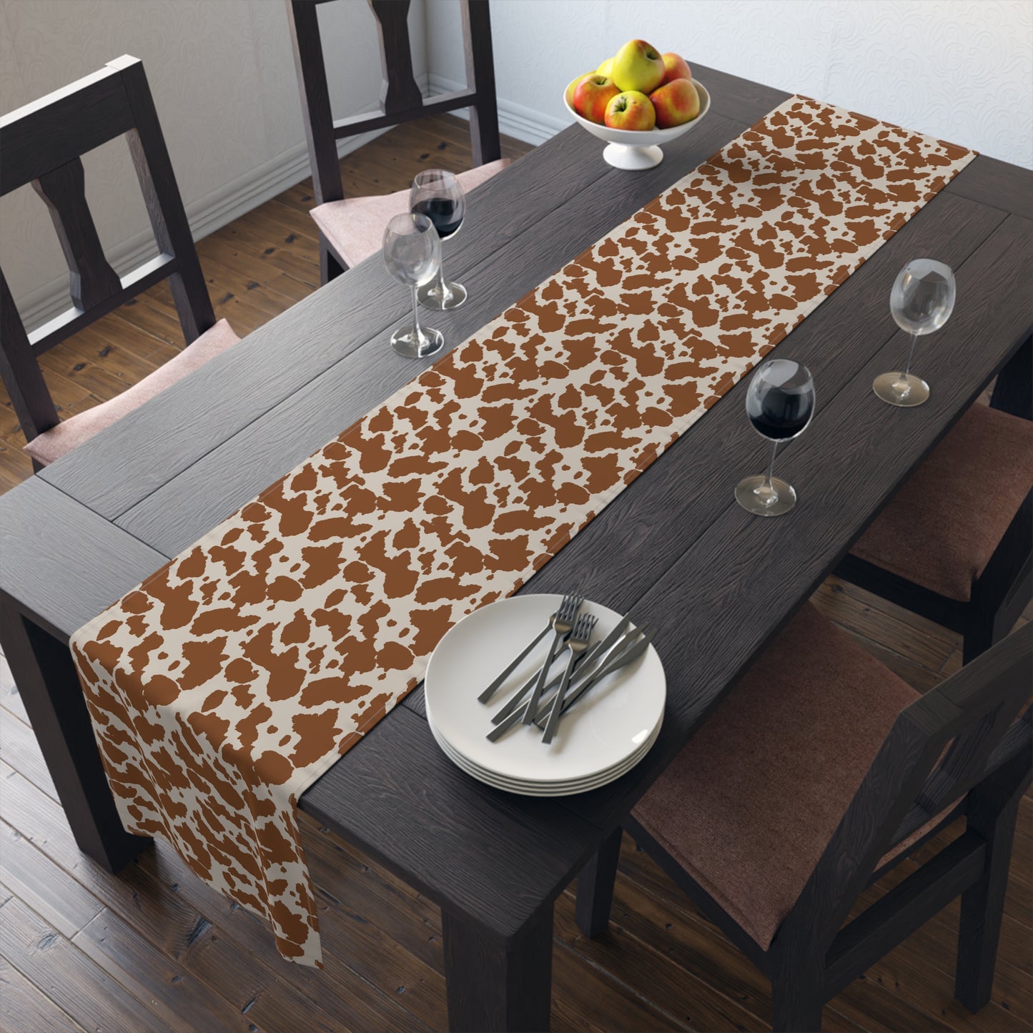 Cowhide Print Table Runner - Rustic Elegance, Cotton Twill or Polyester - Perfect for Western & Luxurious Home Decor