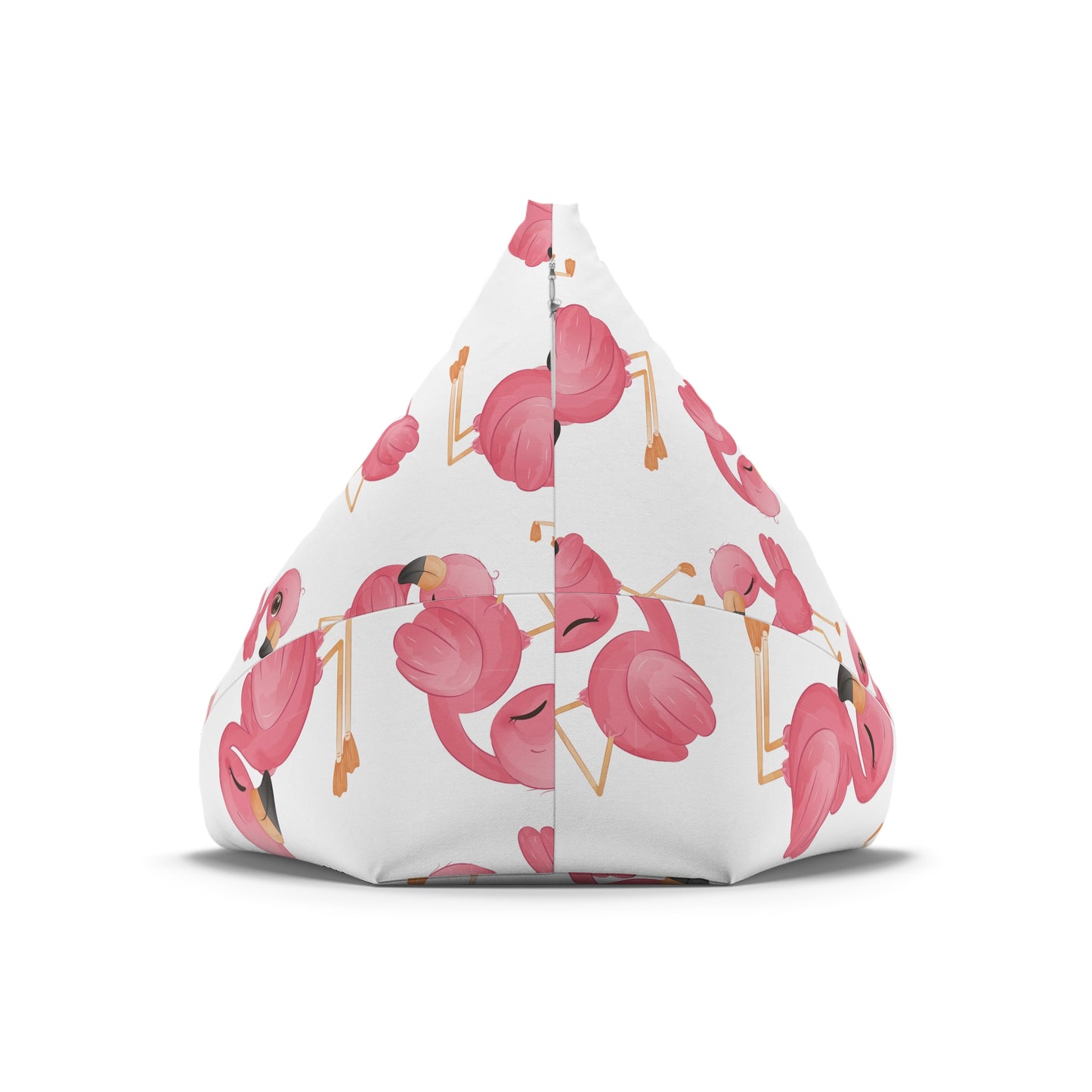 Flamingo Bean Bag Chair Cover - Tropical Elegance Polyester Slipcover with Secure Zip