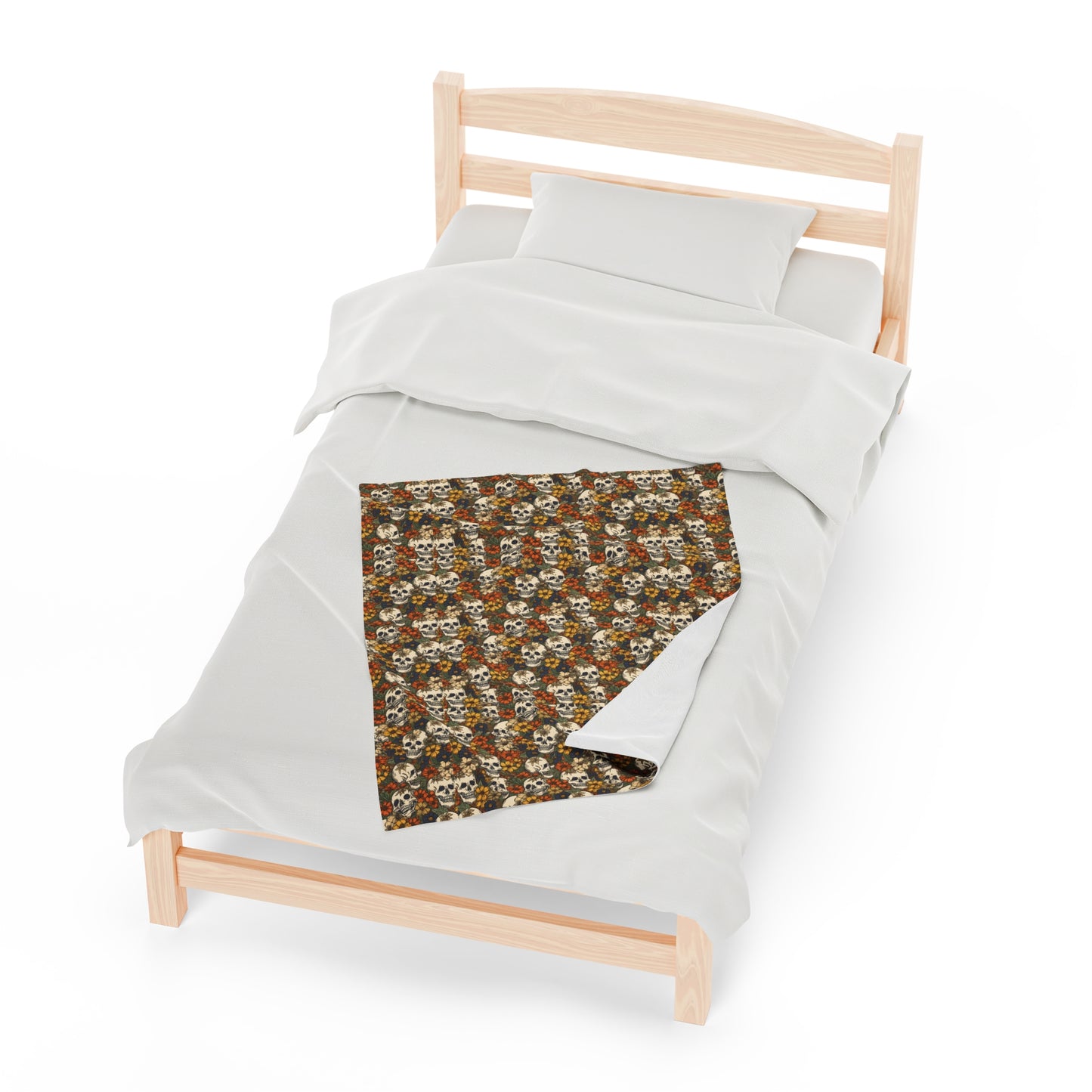 Skull Print Velveteen Plush Blanket | Soft, Edgy, Luxurious and Comforting | Available in Multiple Sizes