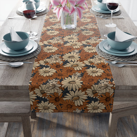 Daisy Print Table Runner - Fresh and Simple, Cotton Twill or Polyester - Perfect for Light & Airy Home Decor