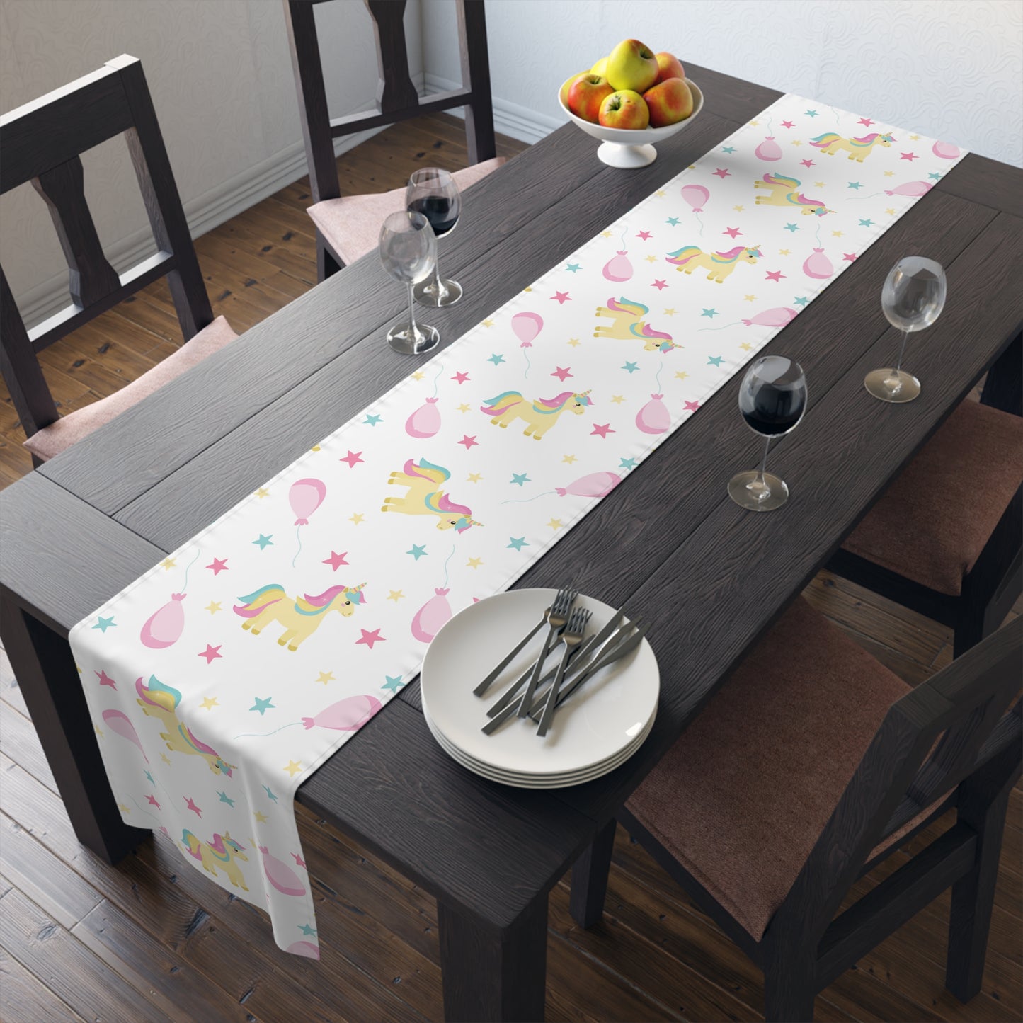 Unicorn Print Table Runner - Magical Elegance, Cotton Twill or Polyester - Perfect for Whimsical & Fantasy Home Decor