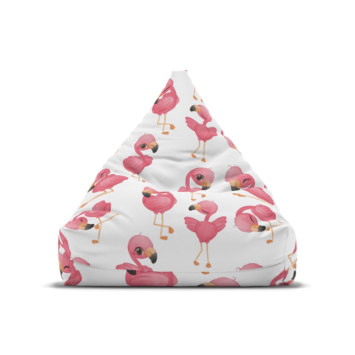 Flamingo Bean Bag Chair Cover - Tropical Elegance Polyester Slipcover with Secure Zip