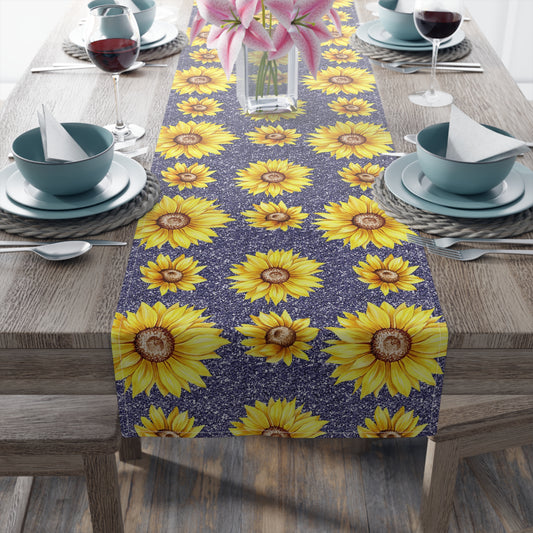 Sunflower Print Table Runner - Bright and Cheerful, Cotton Twill or Polyester - Perfect for Sunny Home Decor