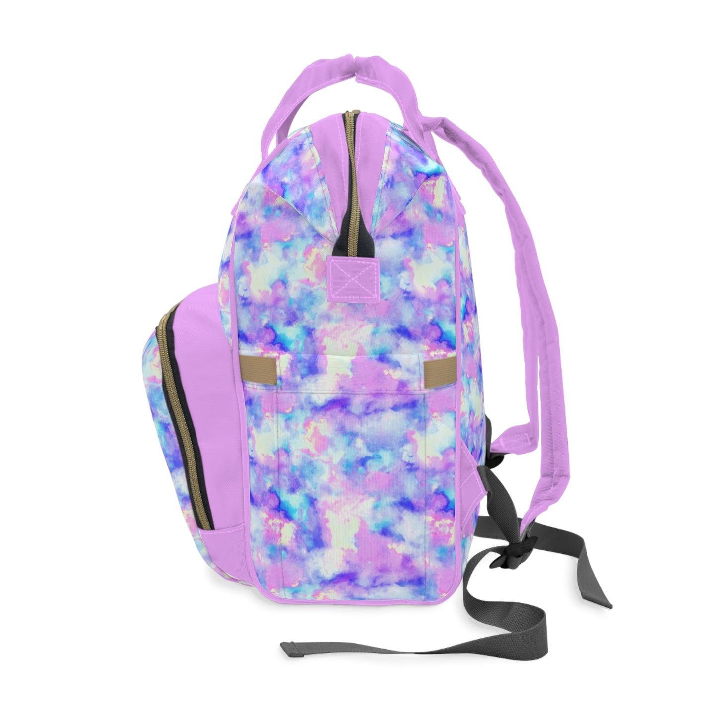 Multifunctional Tie-Dye Diaper Backpack - Lightweight Nylon Baby Bag with Adjustable Straps