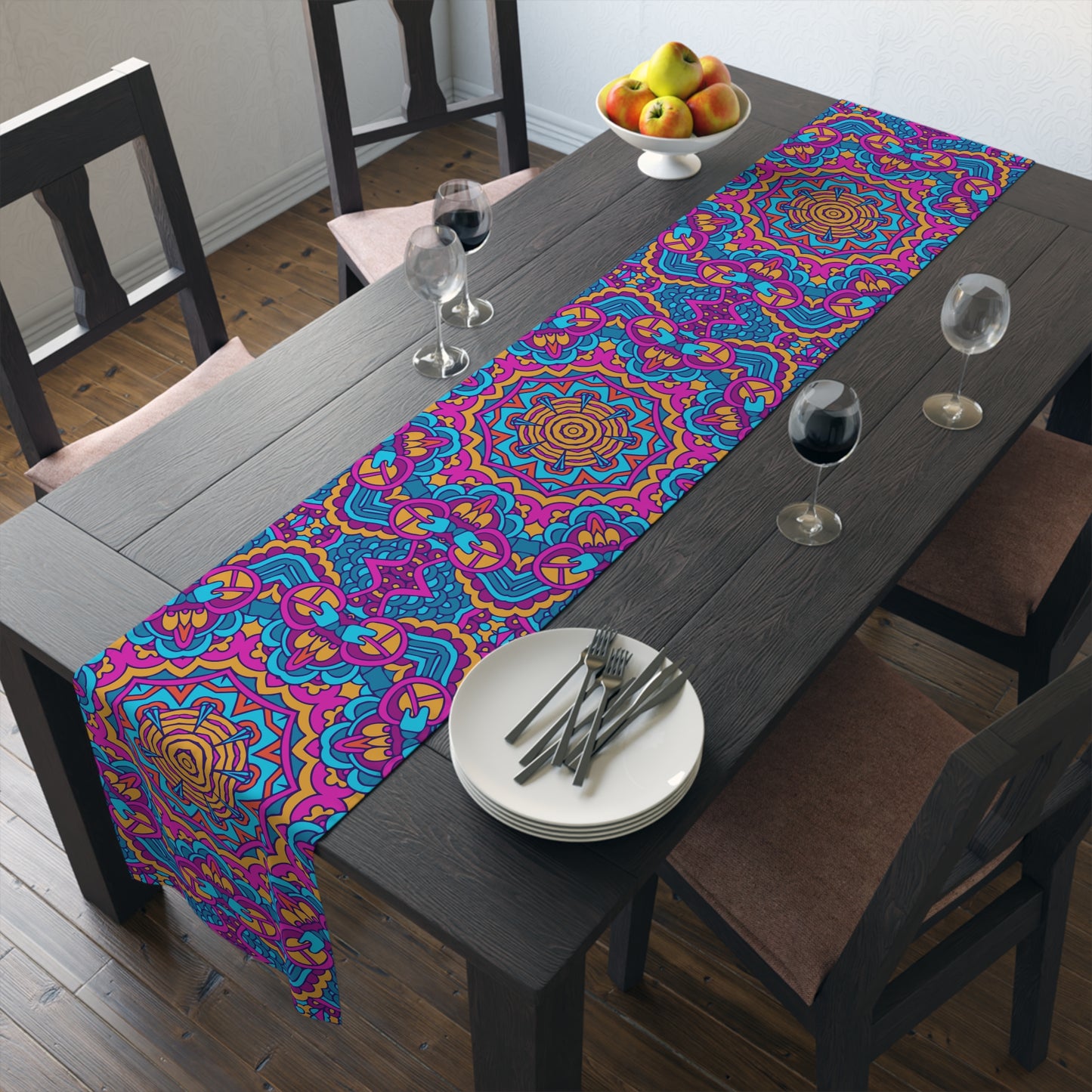 Mandala Print Table Runner - Intricate Patterns, Cotton Twill or Polyester - Ideal for Decorative Home Accents