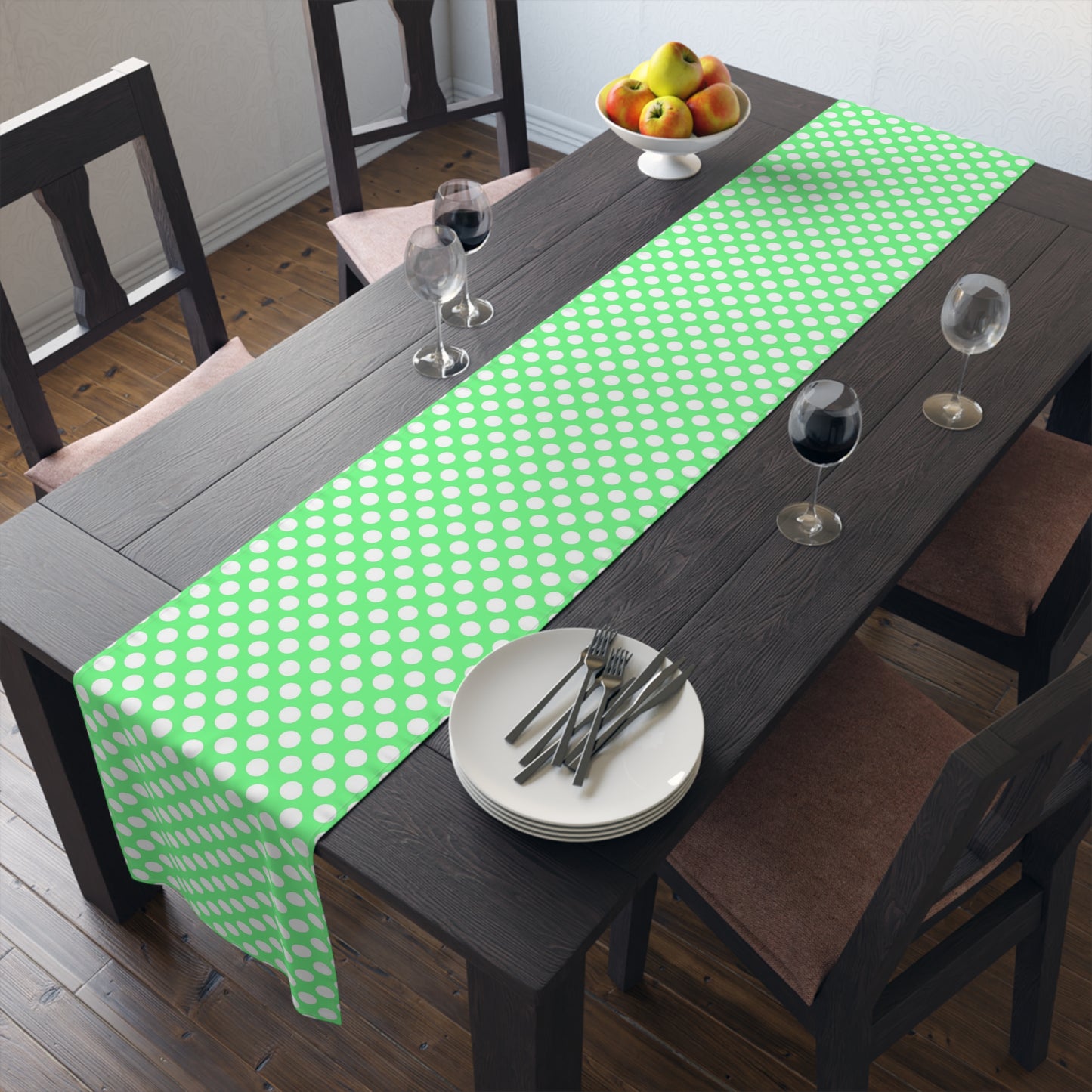 Pastel Polka Dot Table Runner - Soft Elegance, Cotton Twill or Polyester - Perfect for Playful & Light Home Decor