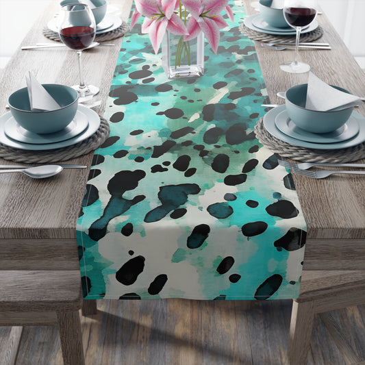Cow Print Table Runner - Chic Farmhouse Style, Available in Cotton Twill or Polyester - Elevate Your Home Decor