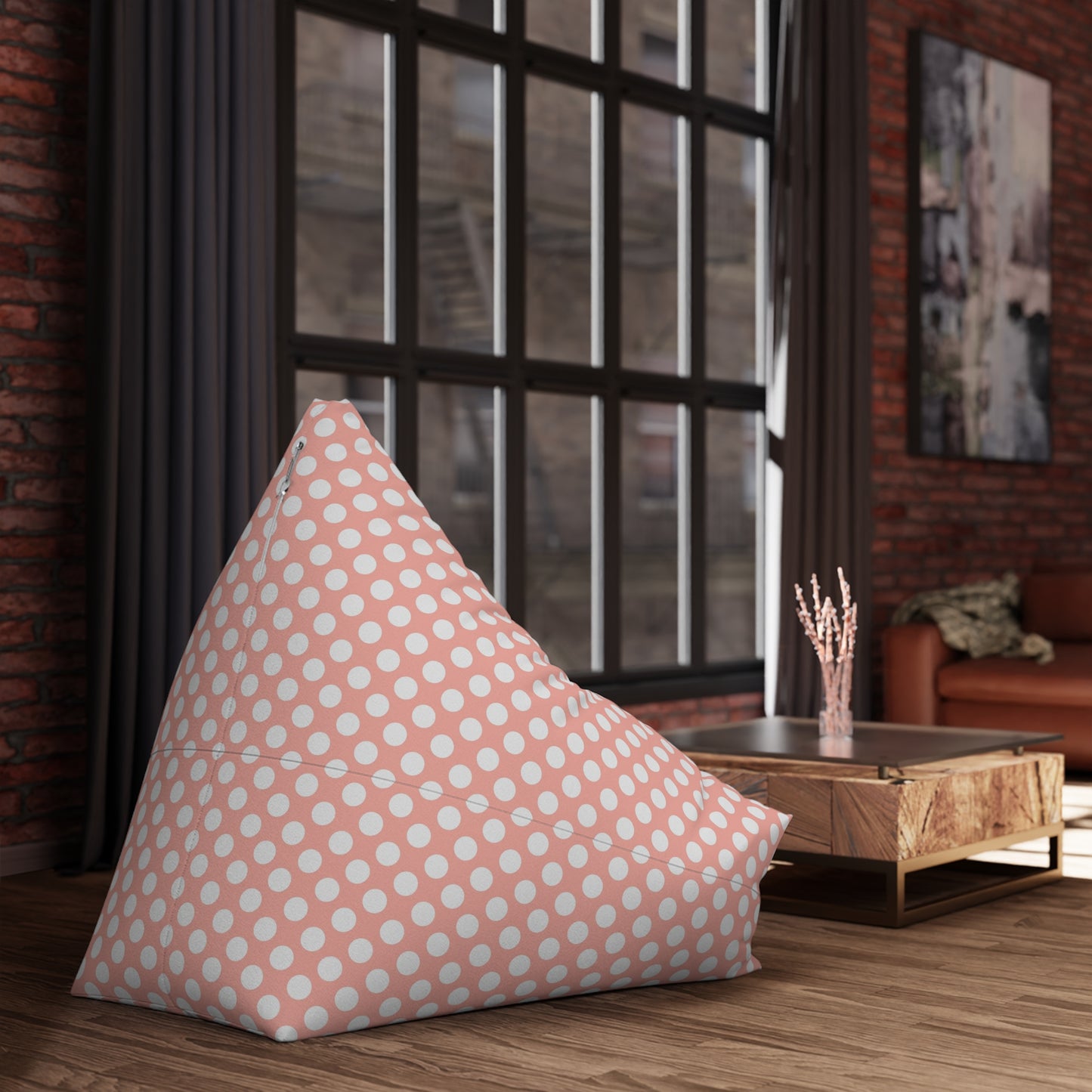 Pastel Polka Dot Bean Bag Chair Cover - Soft Polyester Slipcover with Secure Zip - Fits Various Sizes