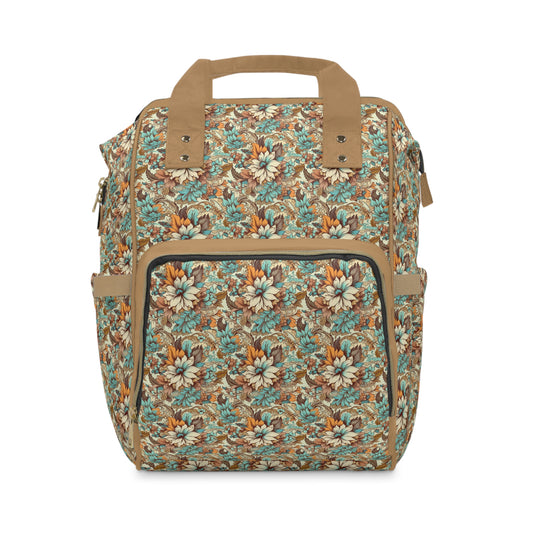 Boho Floral Diaper Backpack - Multifunctional & Spacious Floral Baby Bag for Trendy Parents