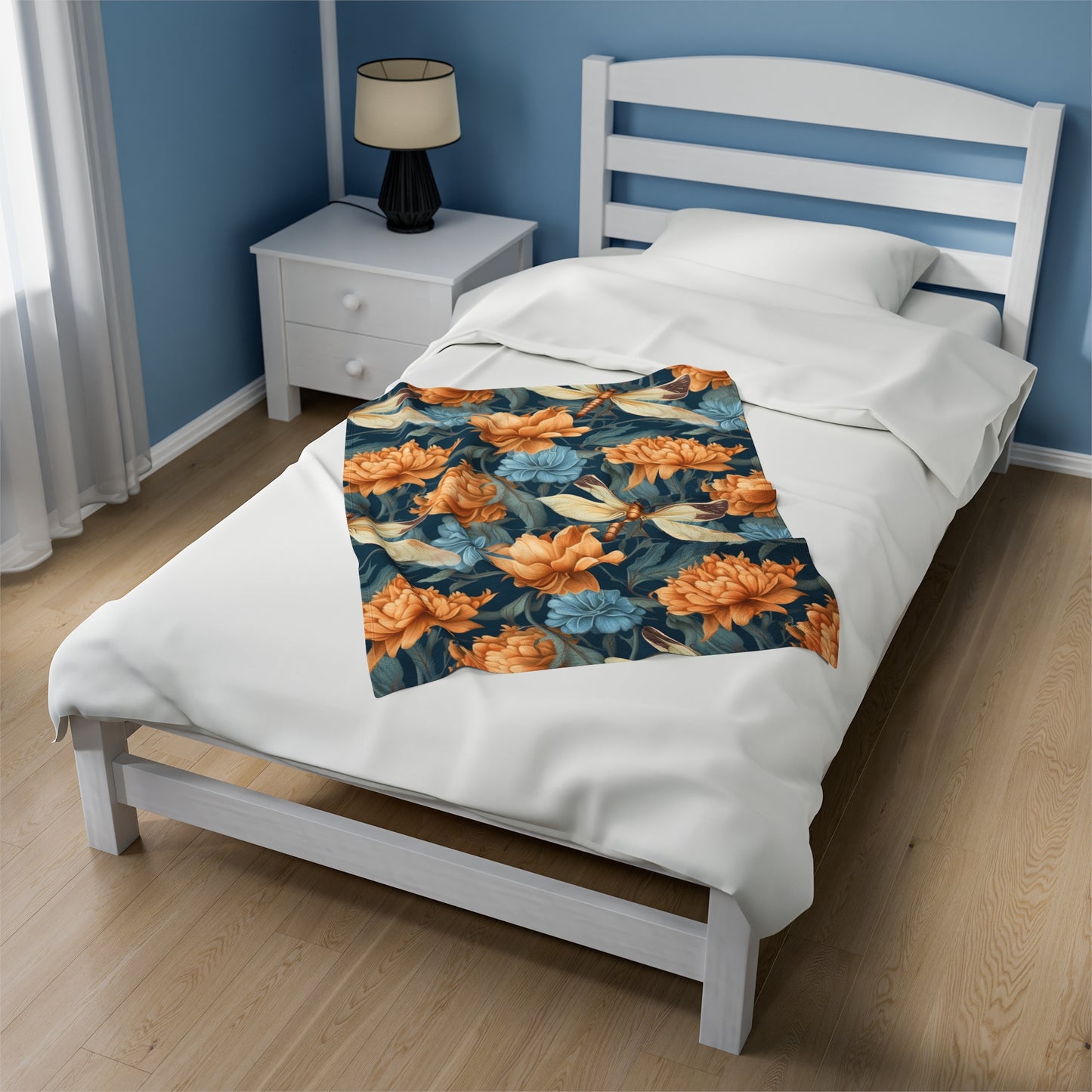 Dragonfly Velveteen Plush Blanket | Soft, Nature-Inspired, Luxurious and Comforting | Available in Multiple Sizes