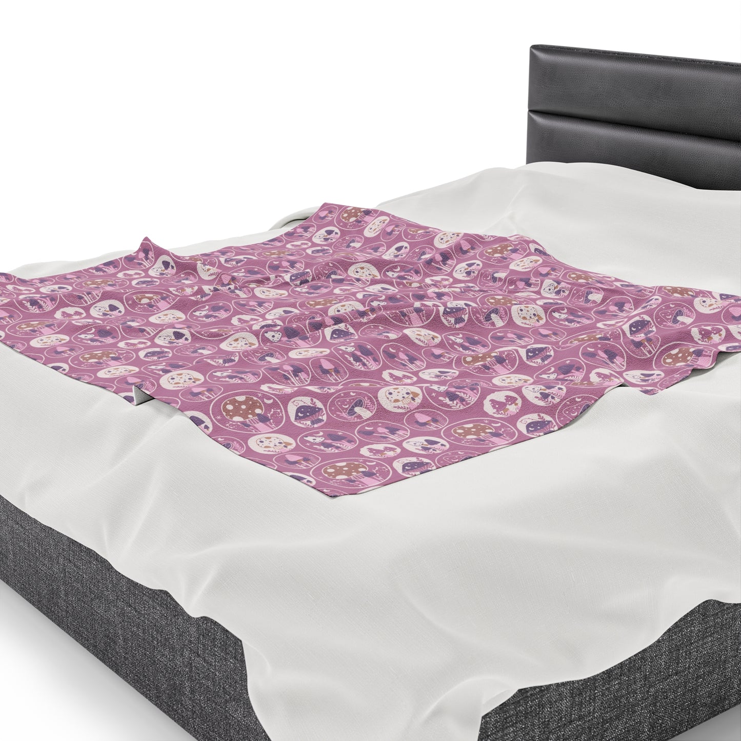 Mushroom Velveteen Plush Blanket | Soft, Whimsical, Luxurious and Comforting | Available in Multiple Sizes
