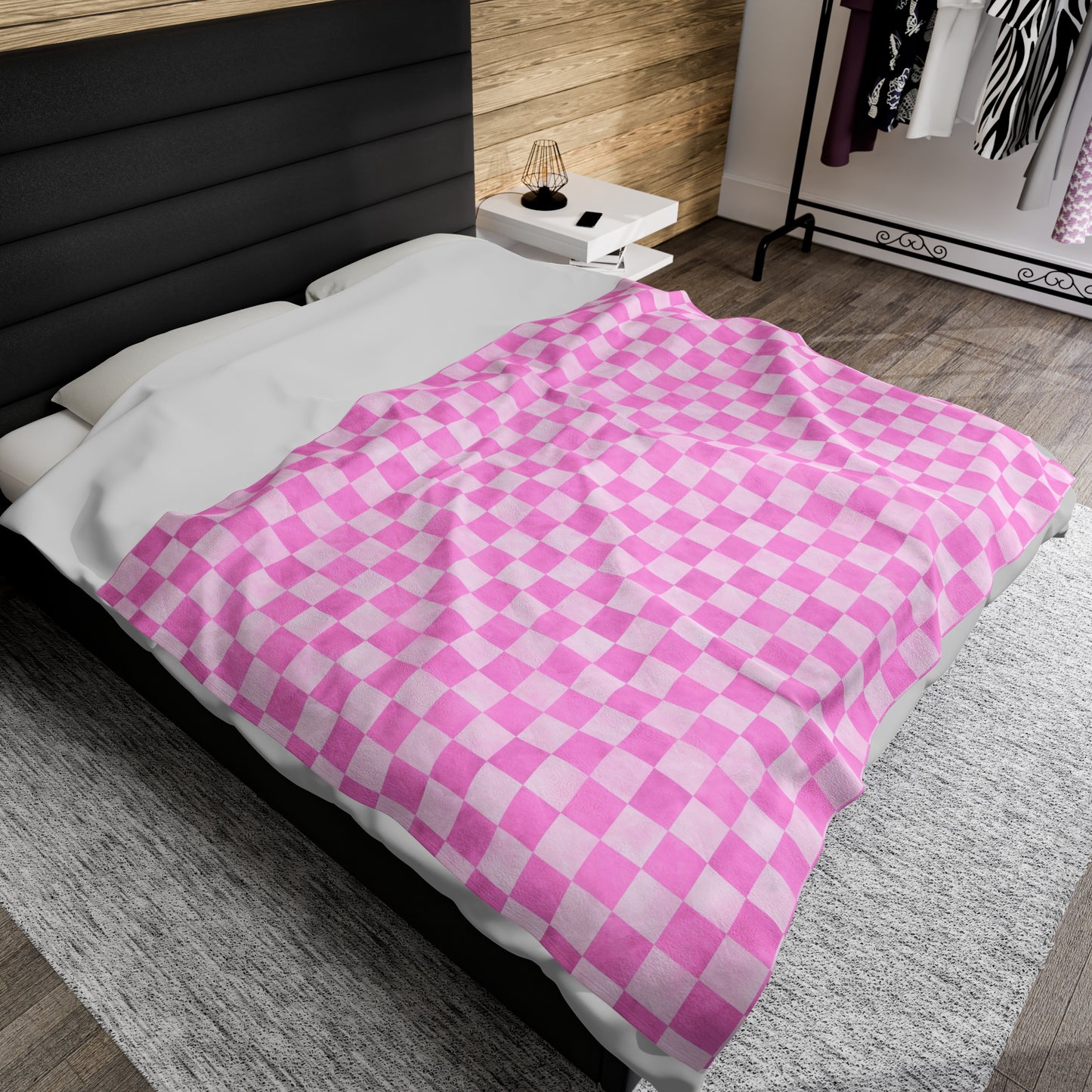 Pastel Checkers Velveteen Plush Blanket | Soft, Trendy, Luxurious and Comforting | Available in Multiple Sizes