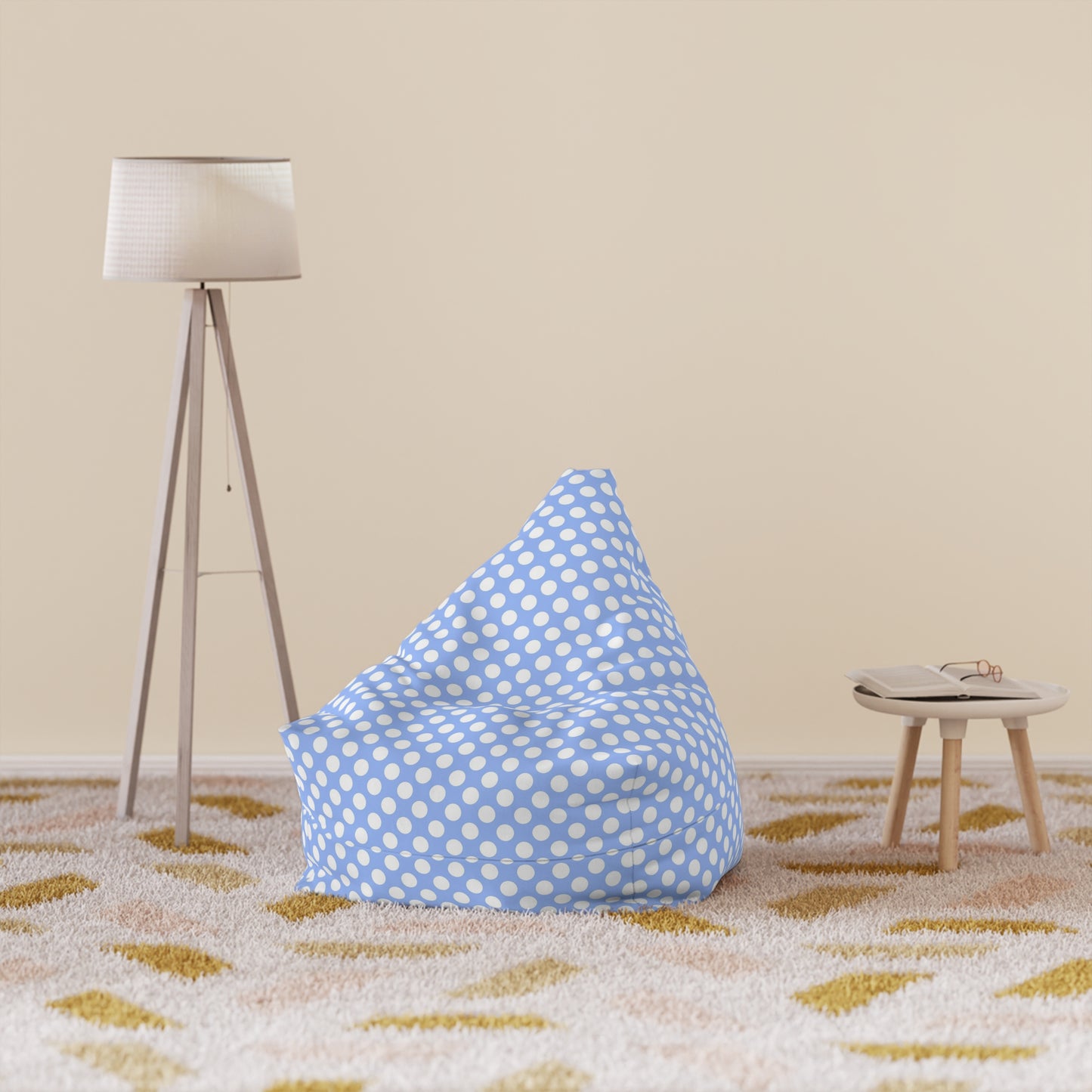 Pastel Polka Dot Bean Bag Chair Cover - Soft Polyester Slipcover with Secure Zip - Fits Various Sizes