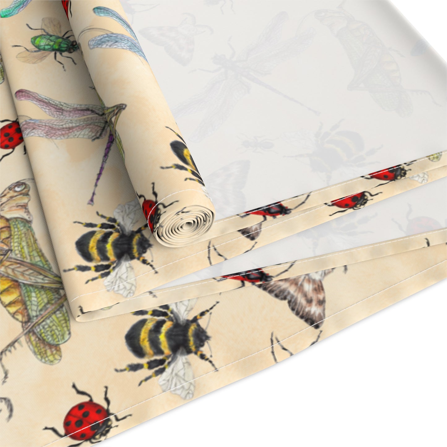 Insect Print Table Runner - Detailed Elegance, Cotton Twill or Polyester - Perfect for Nature Enthusiasts & Scientific Decor