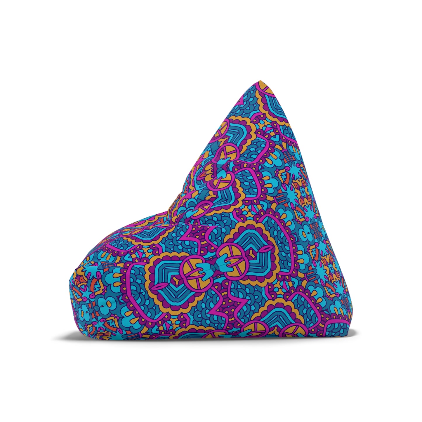 Mandala Bean Bag Chair Cover - Premium Polyester, Secure Zipper, 2 Sizes, Bohemian Design