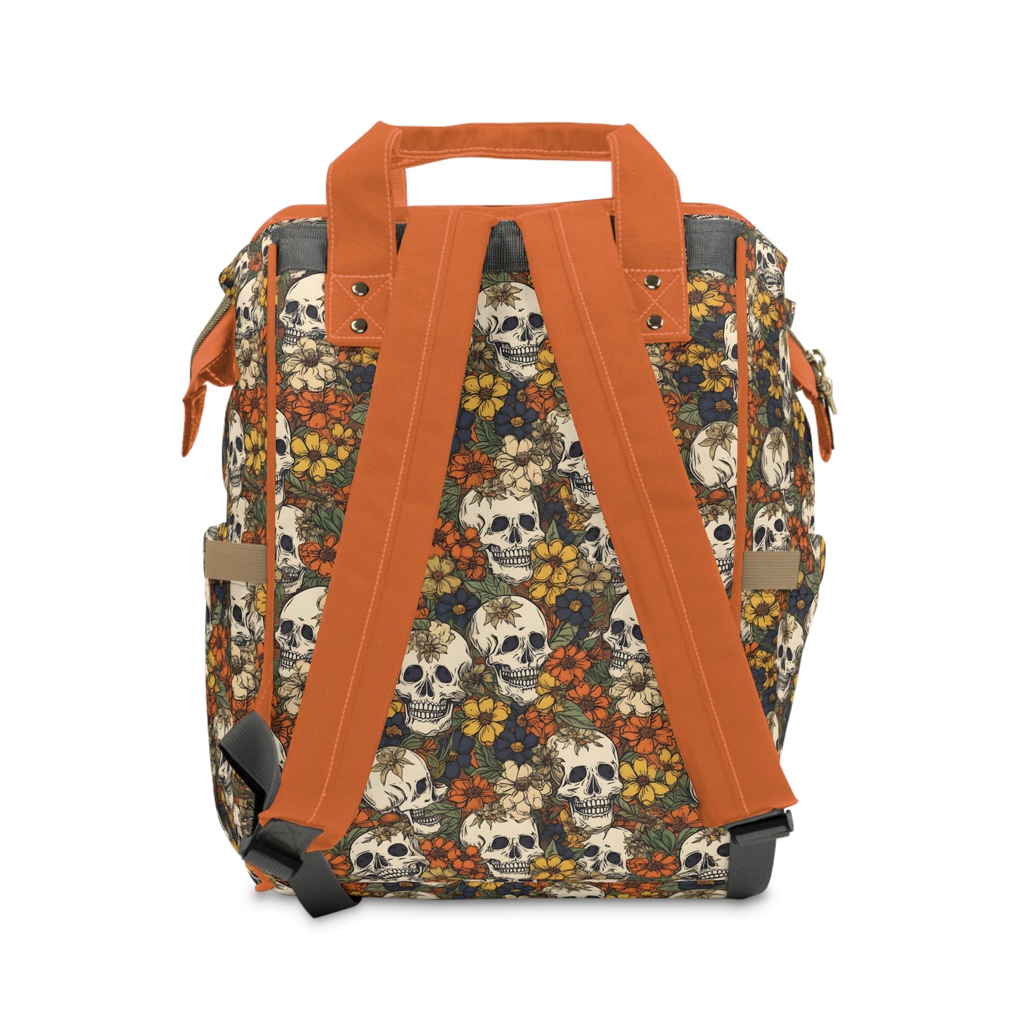 Skull Print Diaper Backpack - Multifunctional & Durable Baby Bag for Stylish Parents, Spacious & Organized Nappy Bag