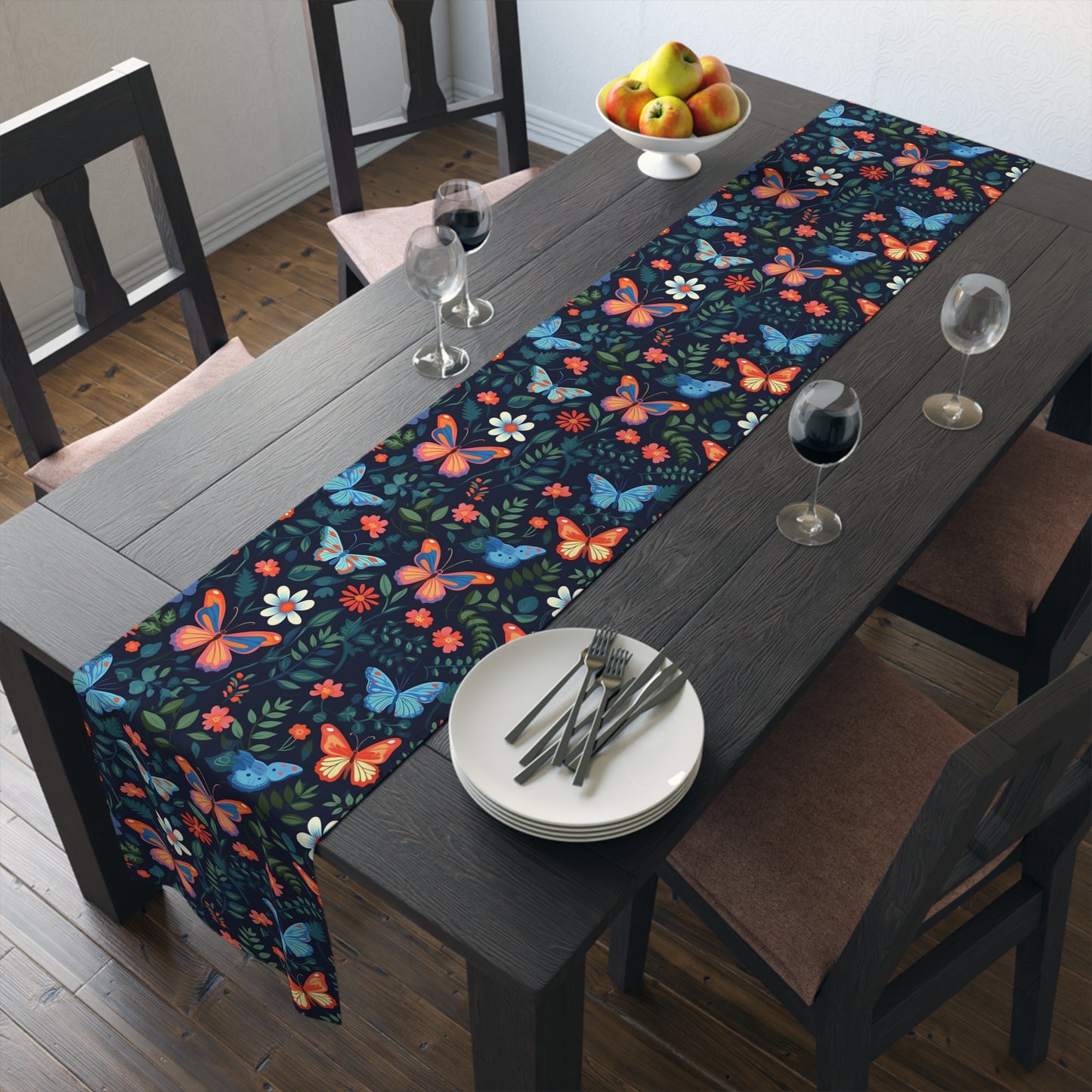 Butterfly Table Runner - Vibrant Patterns, Cotton Twill or Polyester - Perfect for Home Decor & Unique Gifts
