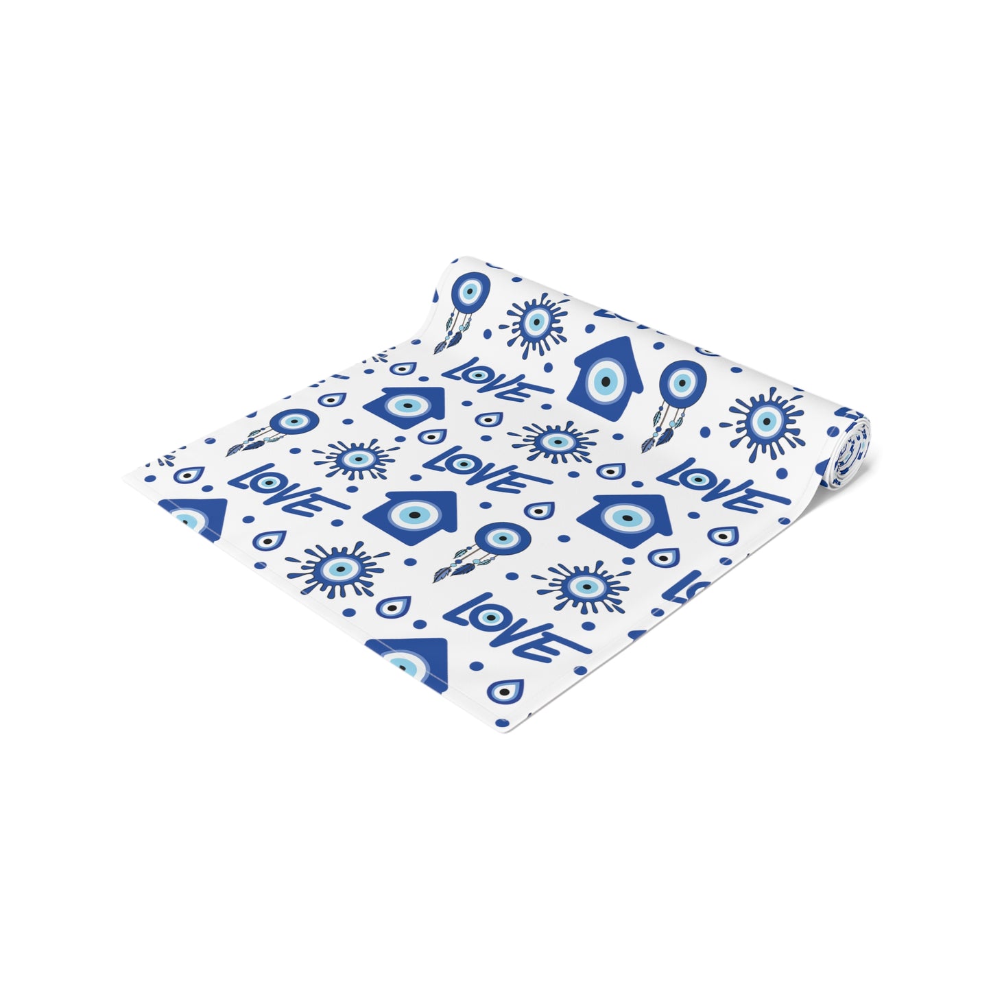 Evil Eye Print Table Runner - Mystical Protection in Cotton Twill or Polyester - Perfect for Spiritual Home Decor