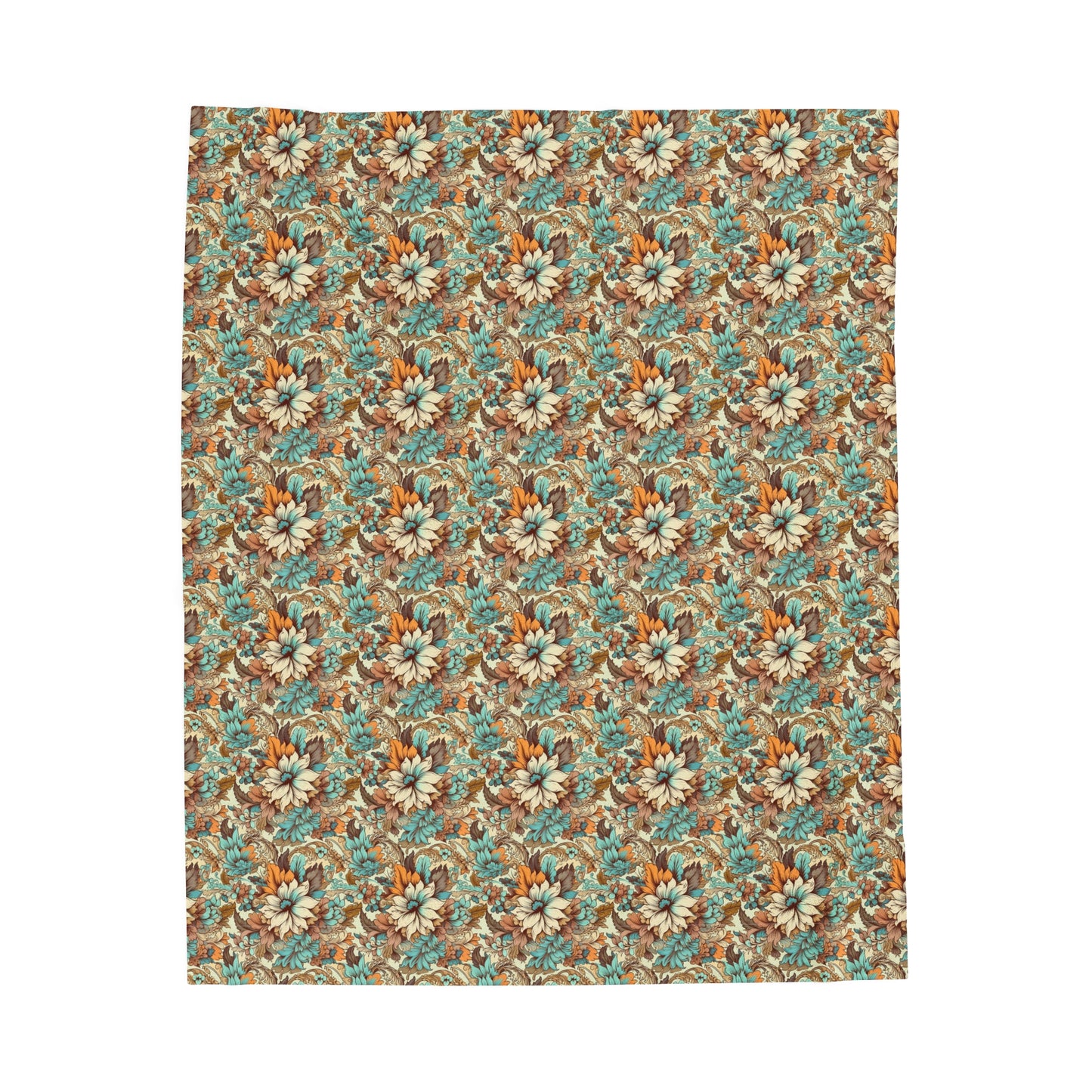 Boho Floral Velveteen Plush Blanket | Soft, Artistic, Luxurious and Comforting | Available in Multiple Sizes